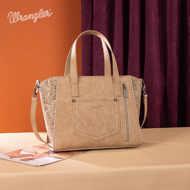 Wrangler Genuine Hair On Cowhide Tote Crossbody-Tan - Image 2