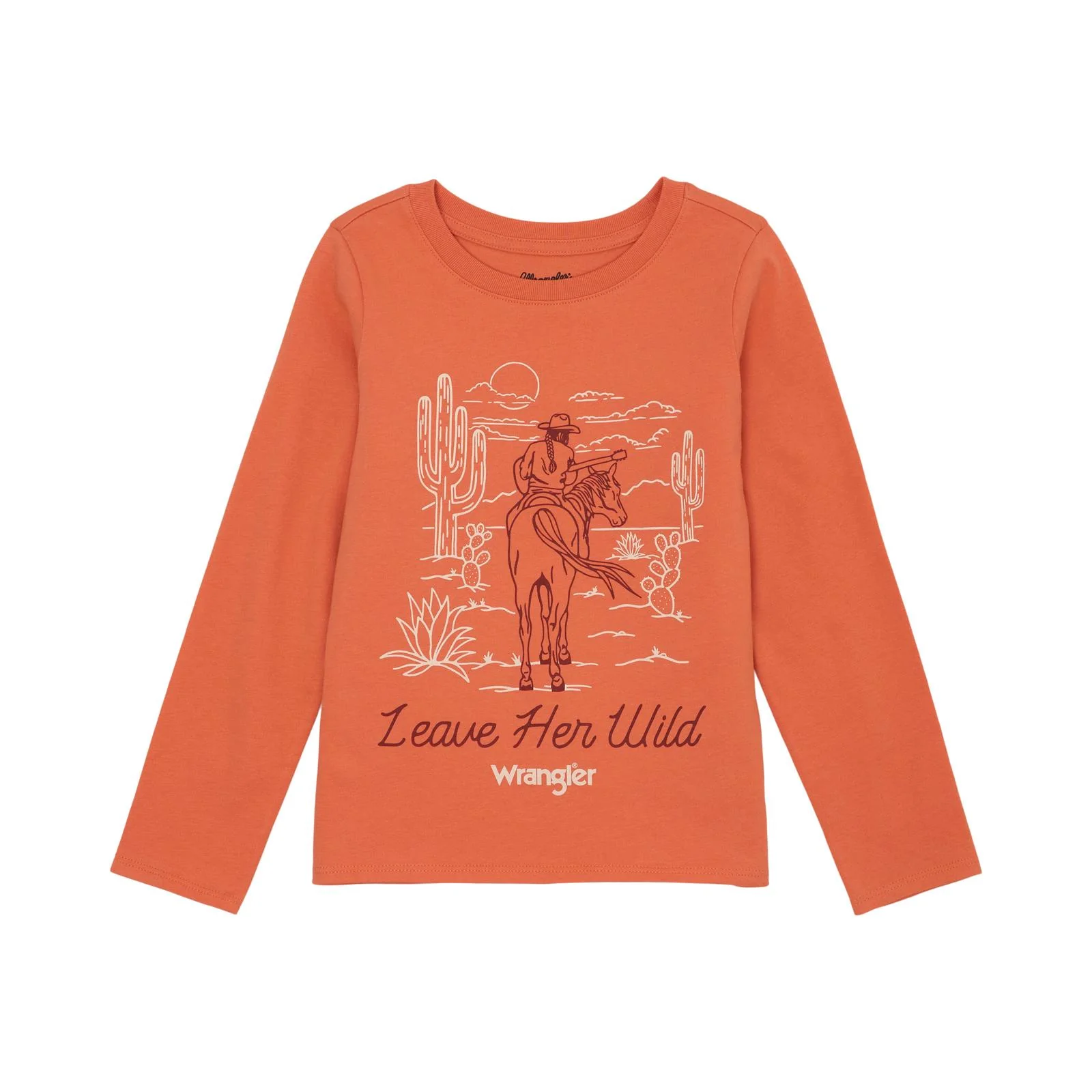 Wrangler Girl's Leave Her Wild Long Sleeve Top - Coral
