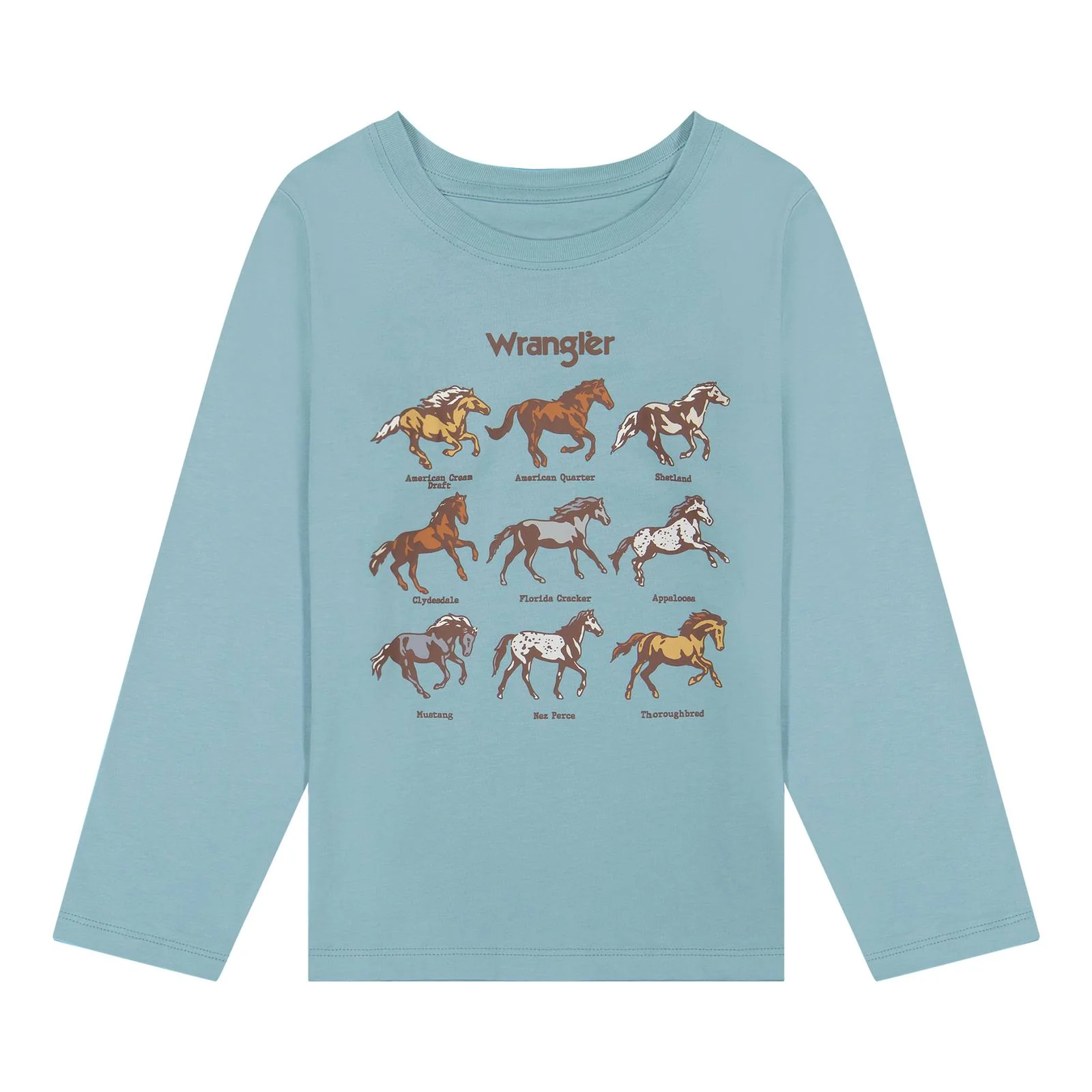 Wrangler Girl's Long Sleeve Horse Breed Graph Tee Shirt - Blue