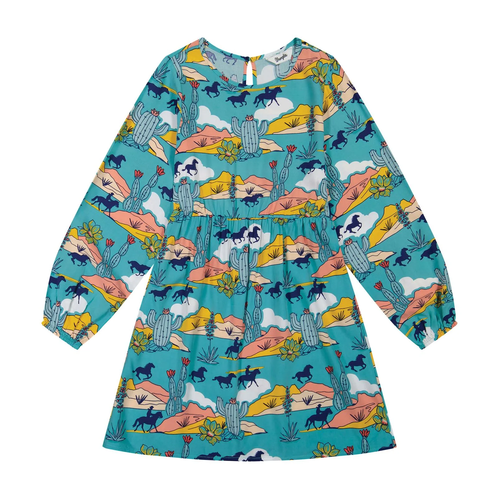 Wrangler Girl's Long Sleeve Desert Horse Dress - Turquoise
