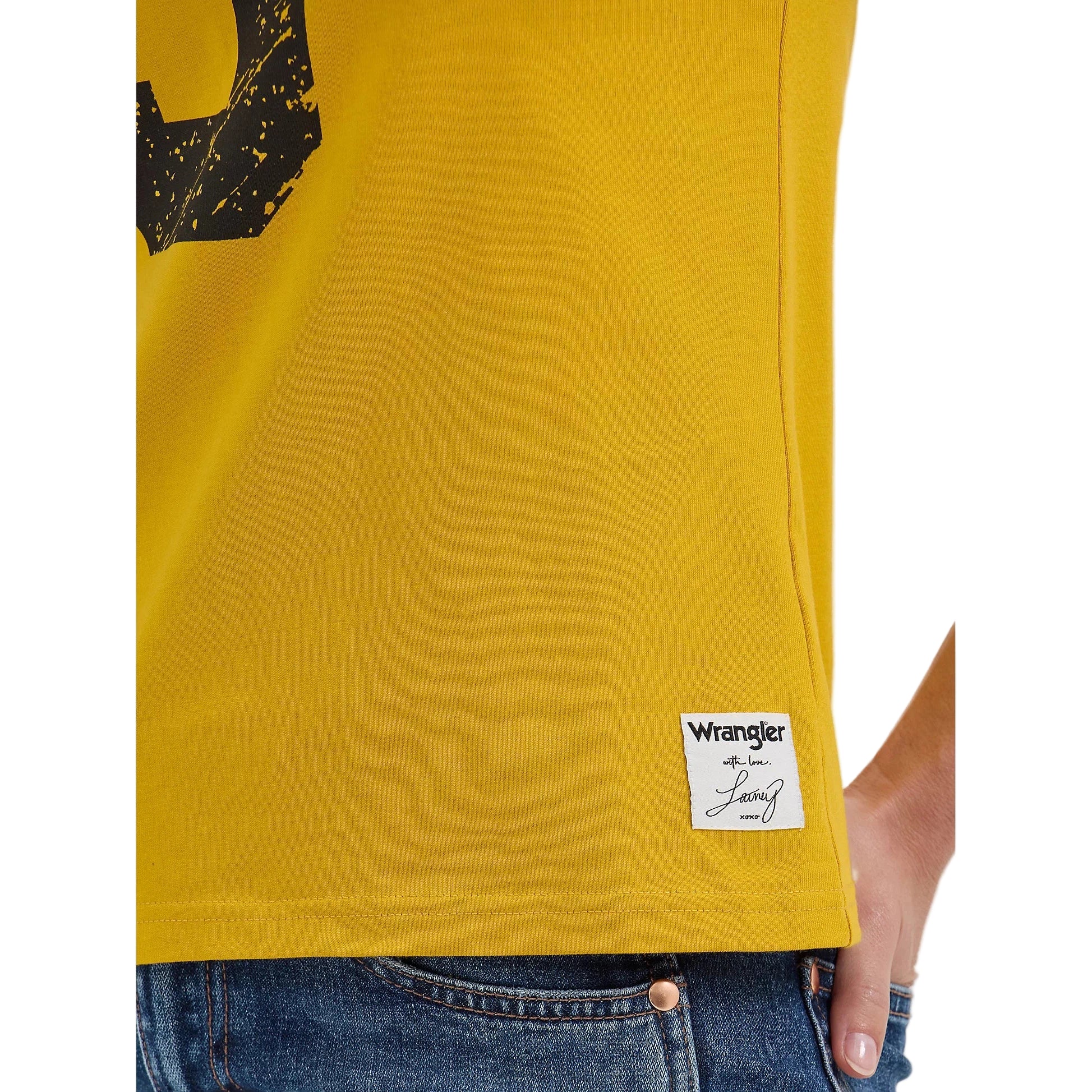 Wrangler Lainey Wilson Number 9 Slim Ringer Short Sleeve Tee Shirt-Nugget Gold - Image 6