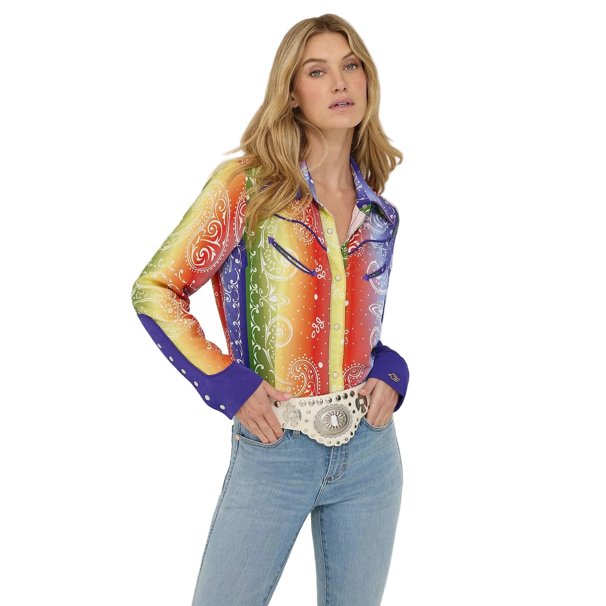 Wrangler Lainey Wilson Long Sleeve Rainbow Bandana Shirt - Image 2