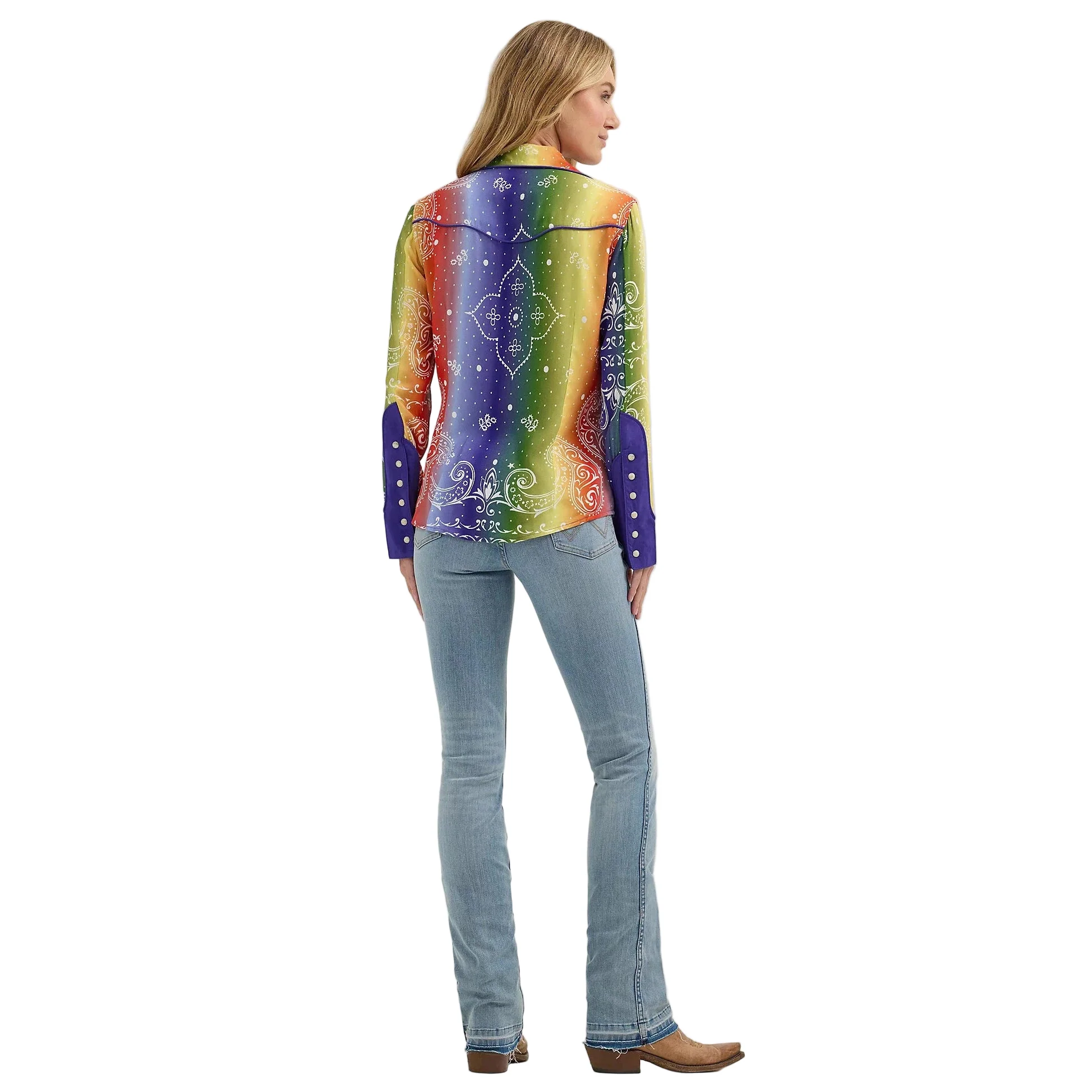 Wrangler Lainey Wilson Long Sleeve Rainbow Bandana Shirt - Image 4