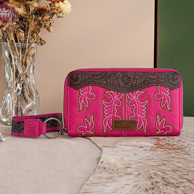 Wrangler Leather Embroidered Wallet/Wristlet - Multiple Colours - Image 4