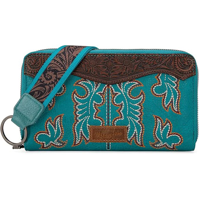 Wrangler Leather Embroidered Wallet/Wristlet - Multiple Colours - Image 7
