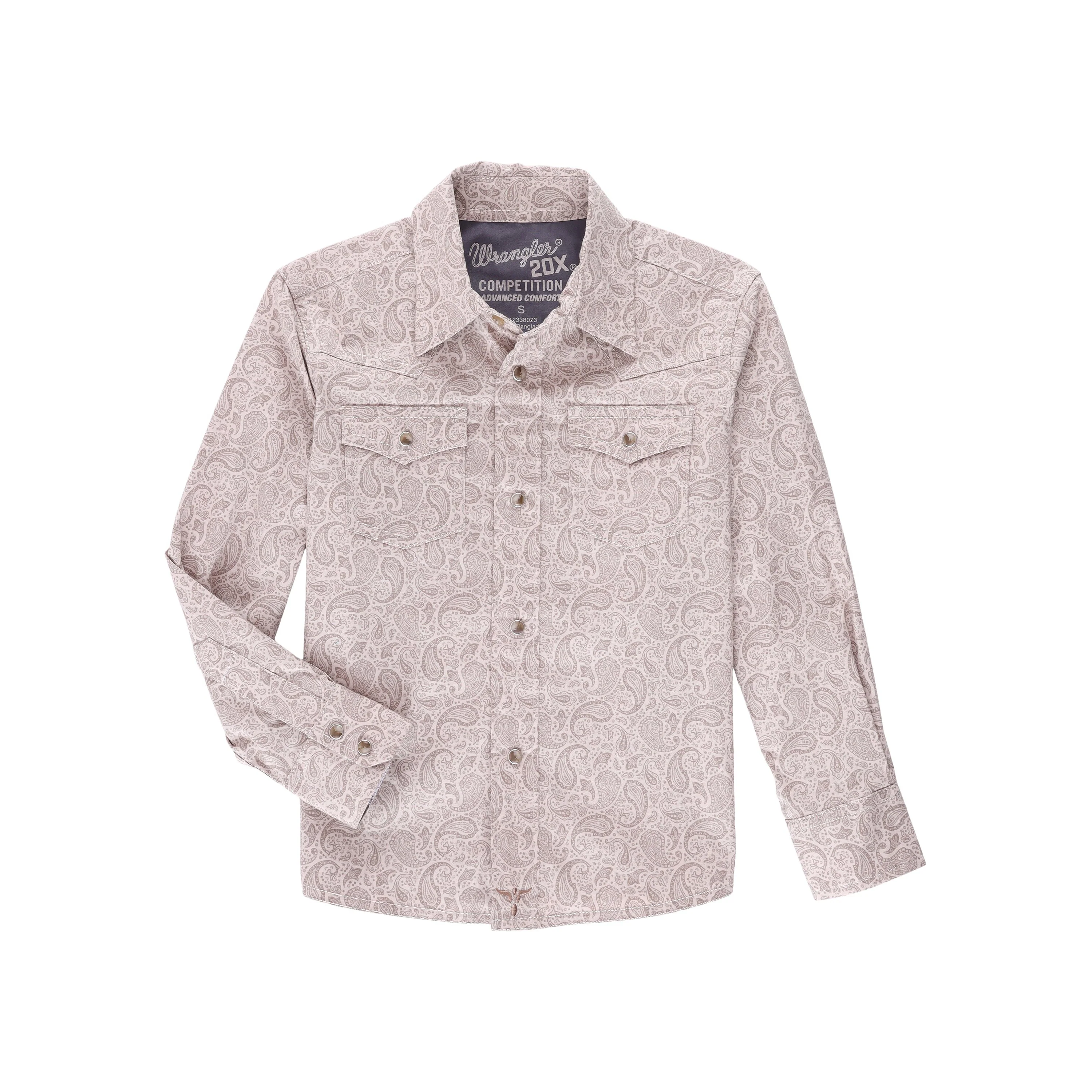 Wrangler Boy's 20X Competition Advanced Comfort Long Sleeve Shirt - Natural