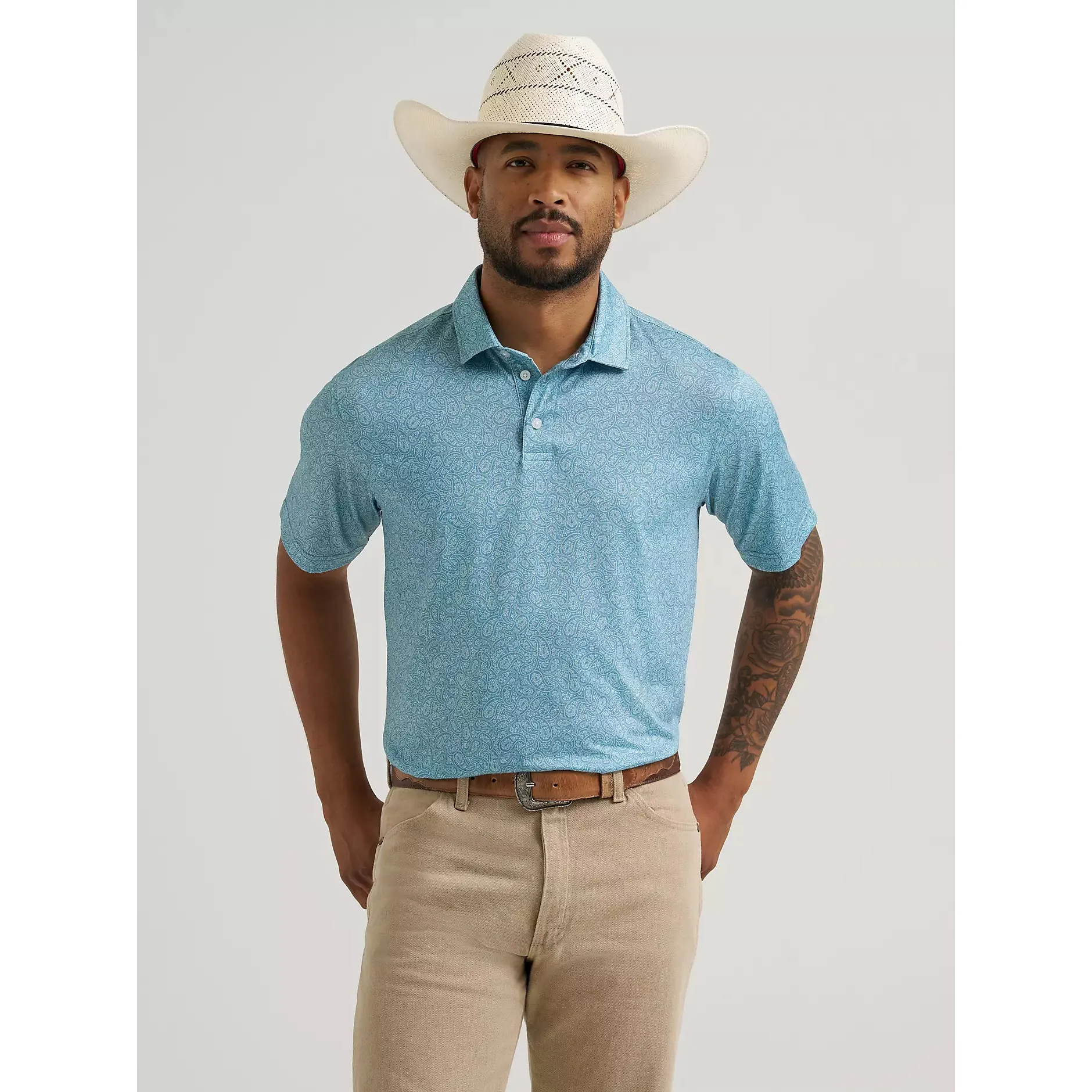 Wrangler Men's All Terrain Short Sleeve Gear Polo- Paisley