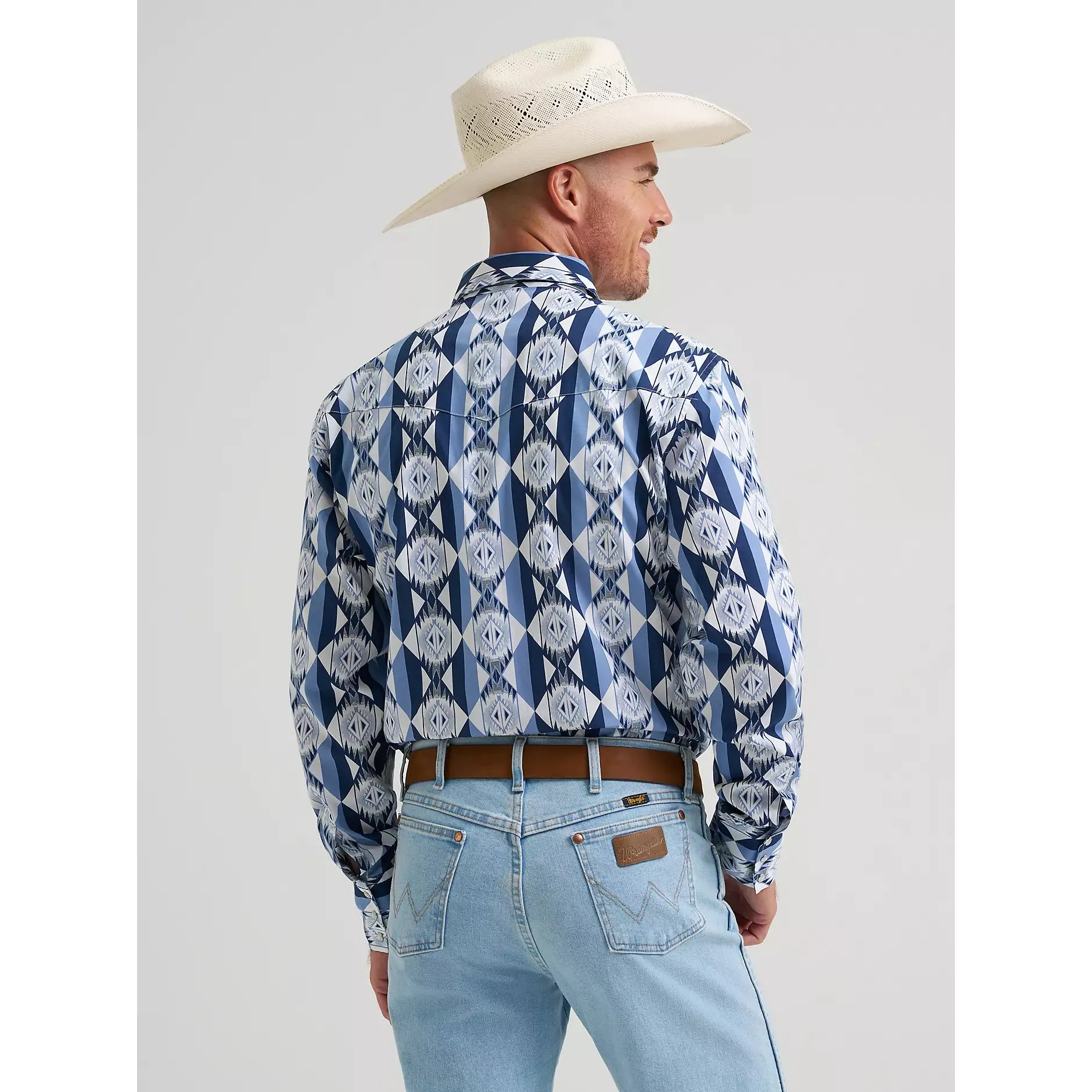 Wrangler Men's Checotah® Long Sleeve Western Printed Shirt - Blue Diamondback - Image 2