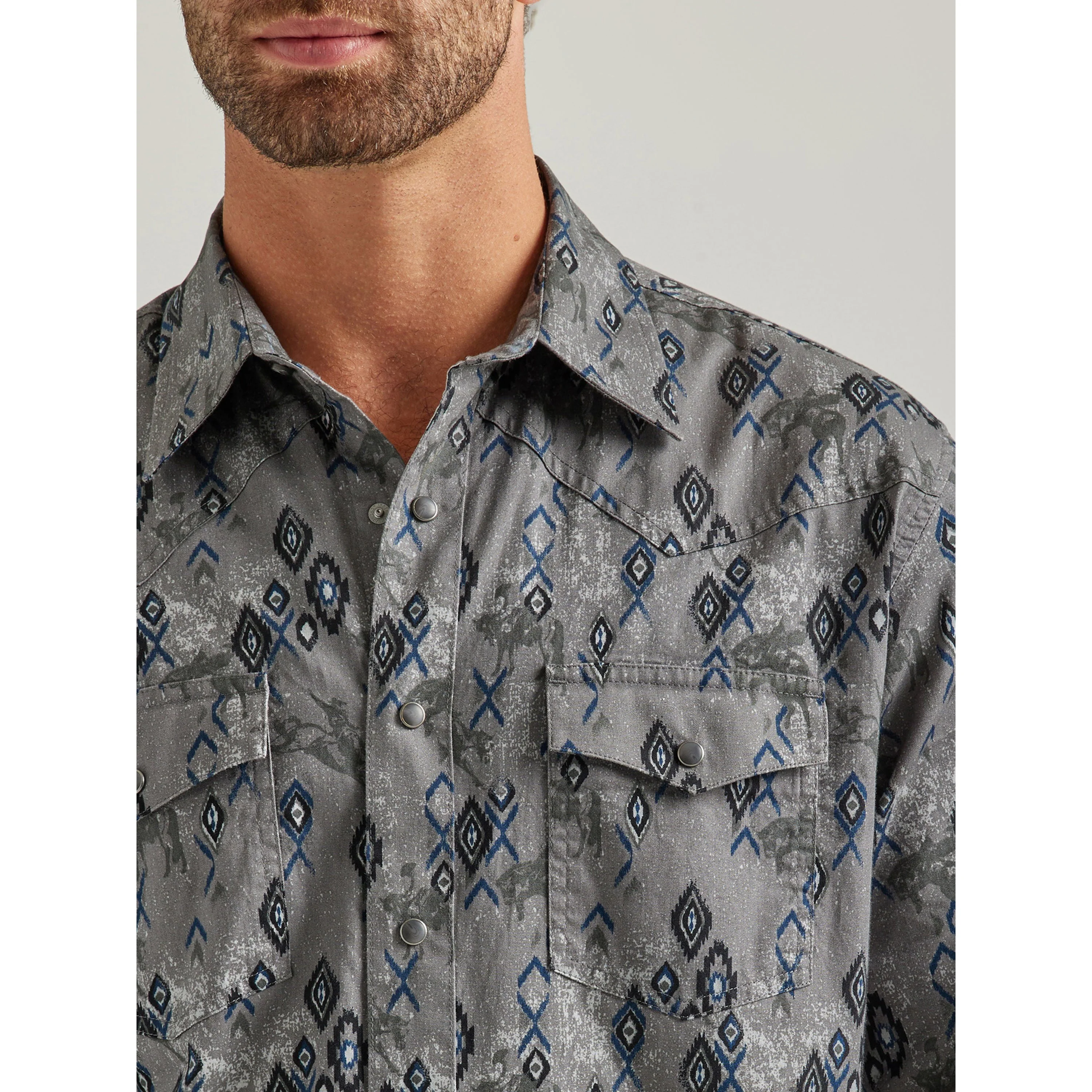 Wrangler Men's Coconut Cowboy Long Sleeve Classic Fit Shirt - White/Black - Image 2