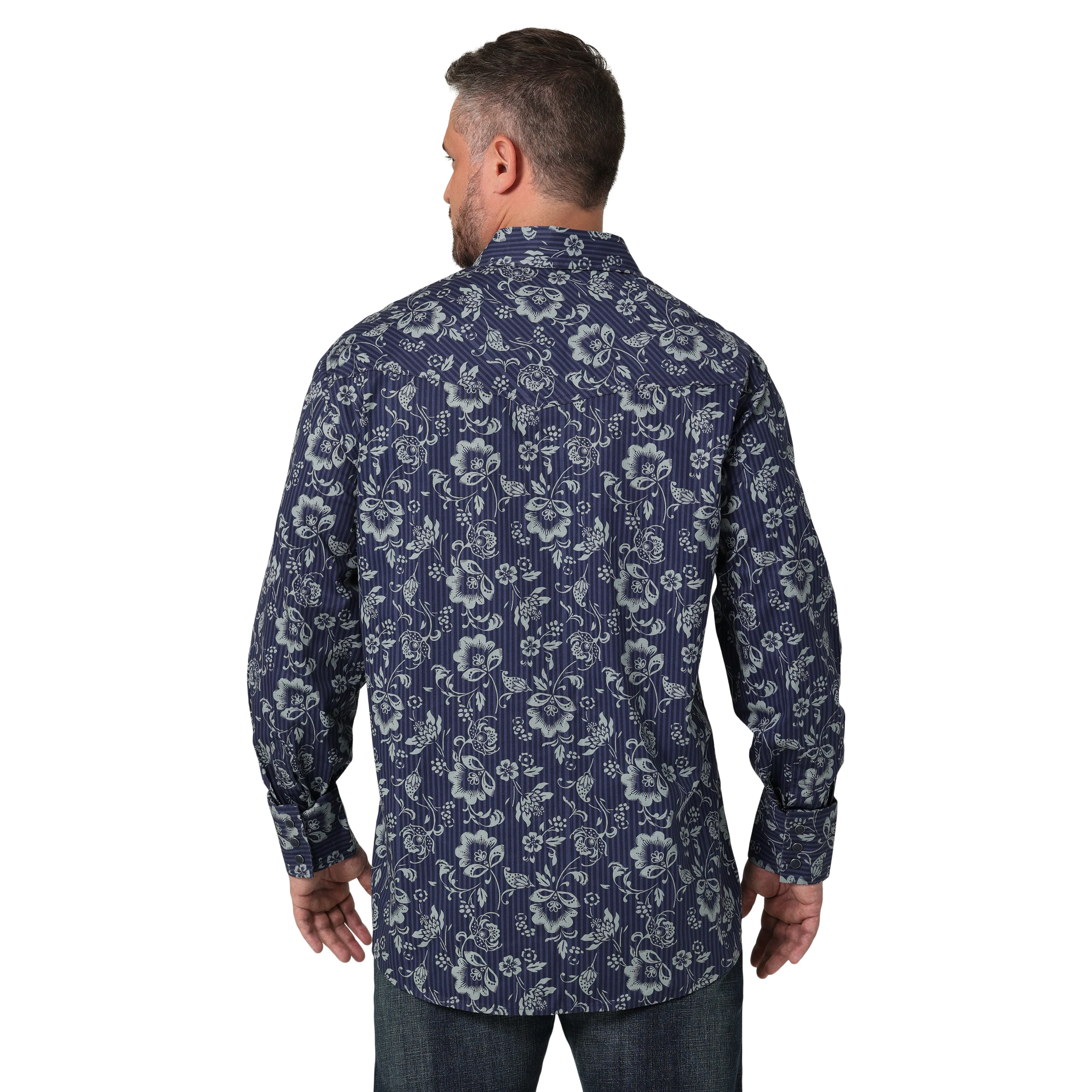 Wrangler Men's Coconut Cowboy Long Sleeve Shirt - Navy - Image 2
