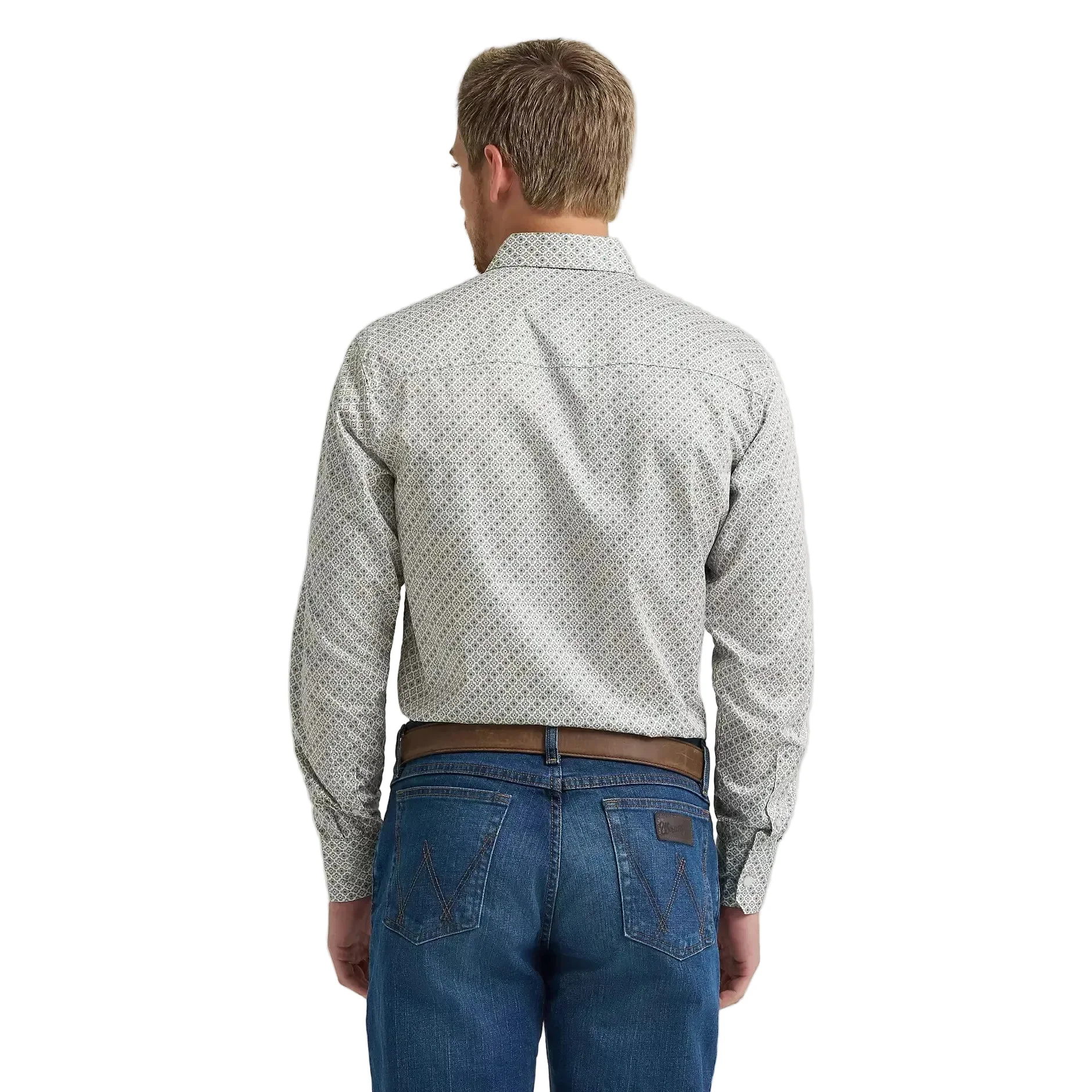Wrangler Men's Cody Johnson One Pocket Button Down LS Shirt - Green Tan Cross - Image 2