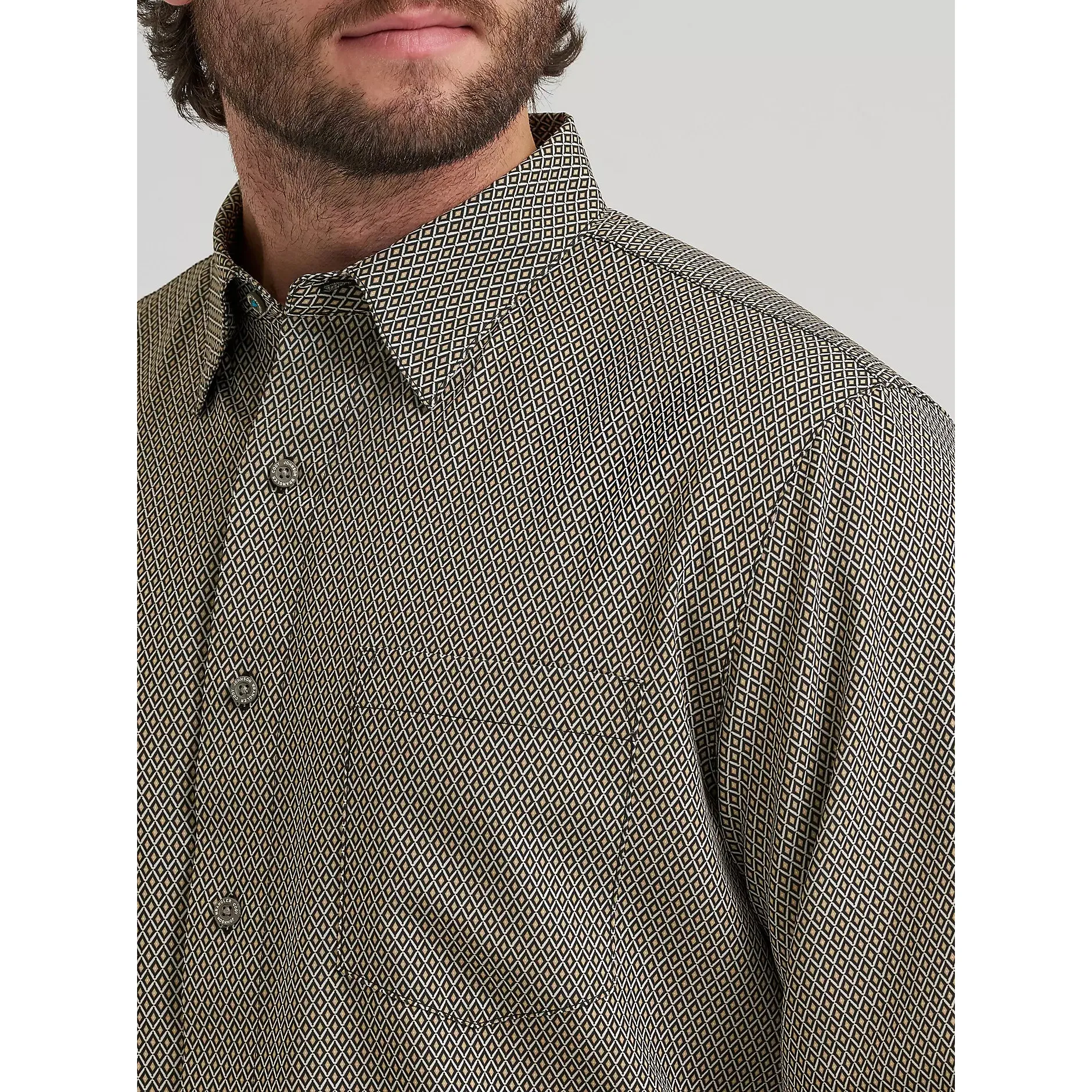 Wrangler Men's Cody Johnson Performance Button Down LS Shirt - Black Multi Stripe - Image 3