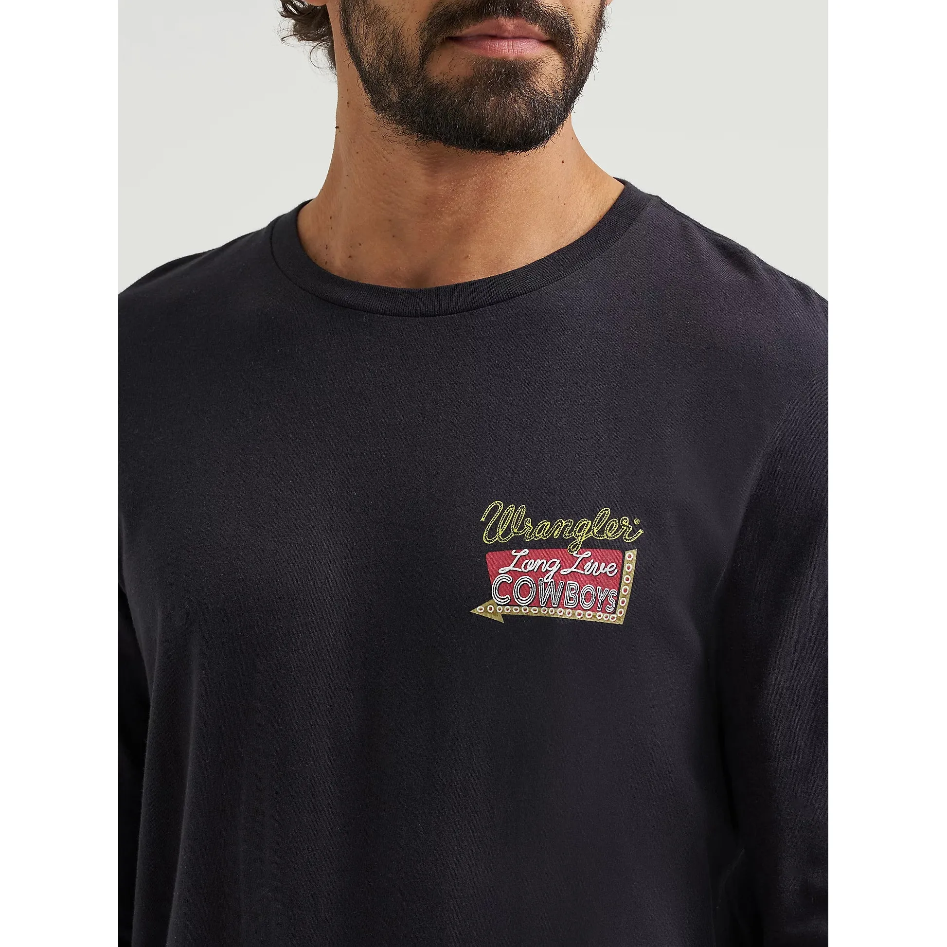 Wrangler Men's Cowboy Back Graphic Long Sleeve Tee Shirt- Black Beauty - Image 3