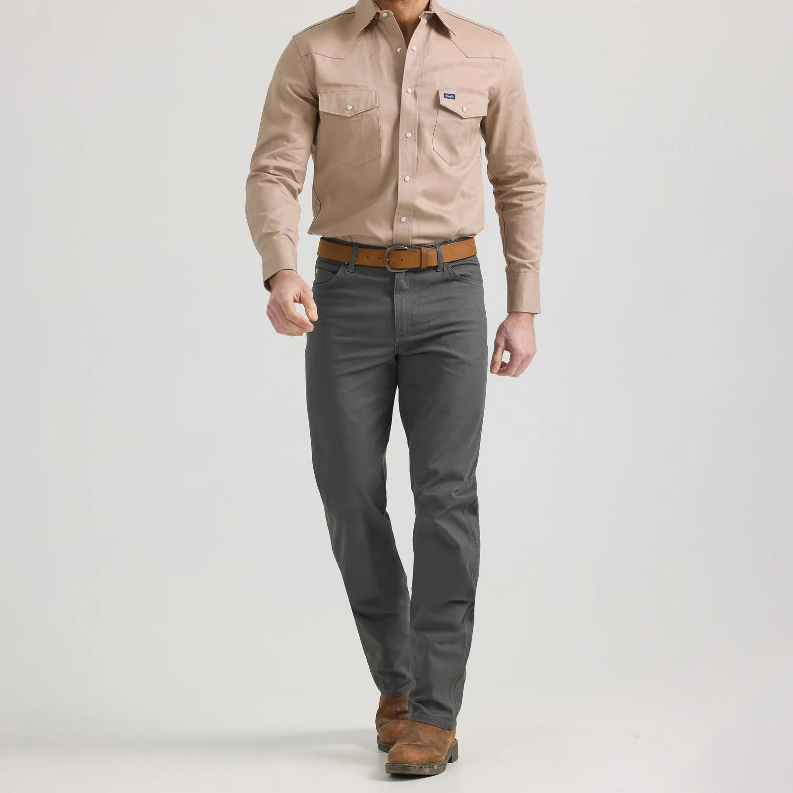 Wrangler Men's Cowboy Cut Tough Comfort Premium Performance Pants - Grey Pinstripe
