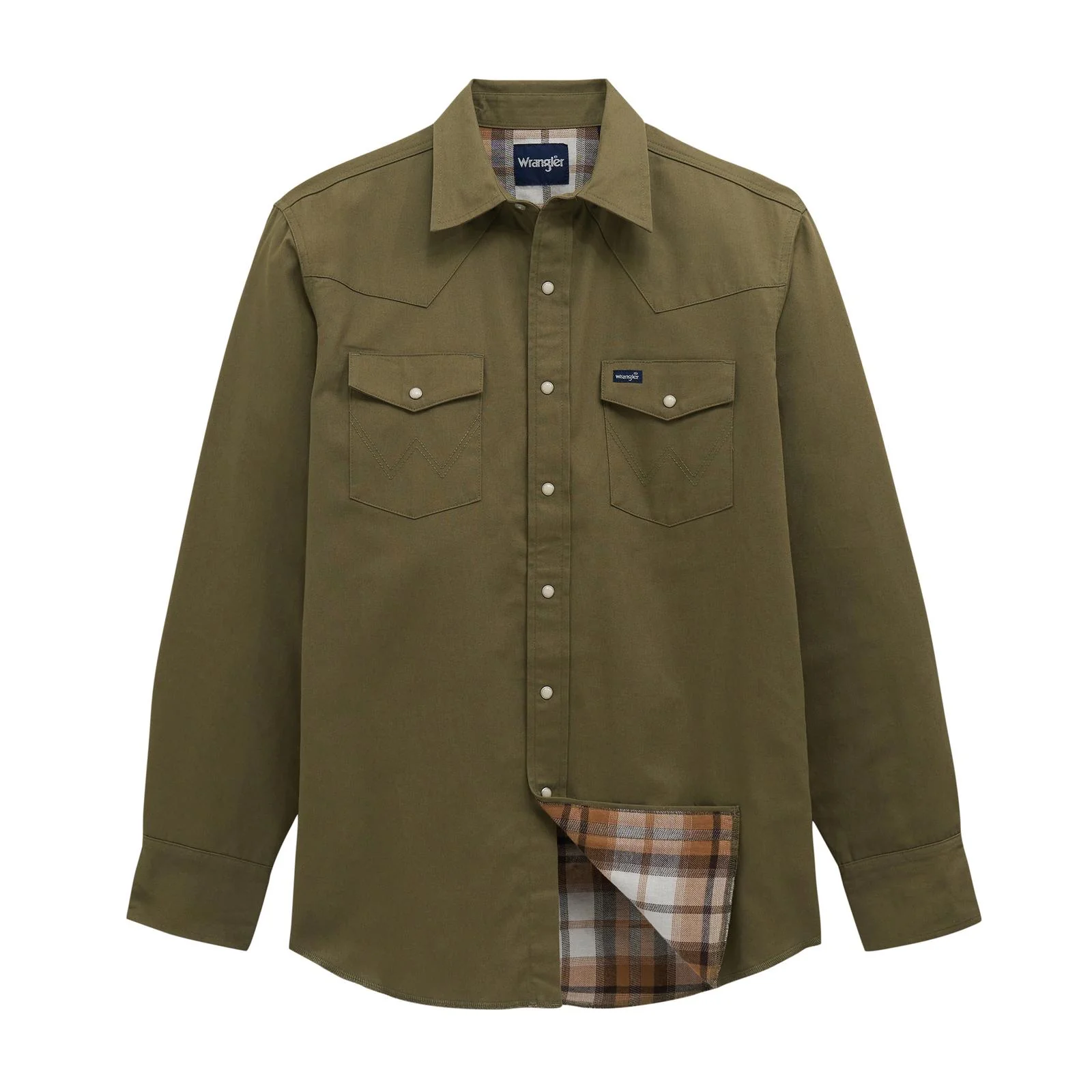 Wrangler Men's Flannel Lined Long Sleeve Solid Work Shirt - Green