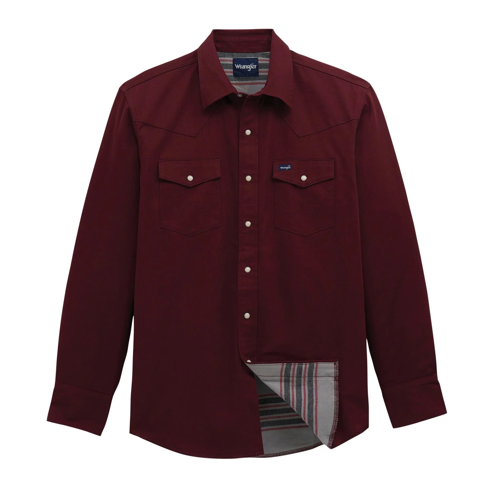 Wrangler Men's Flannel Lined Long Sleeve Solid Work Shirt - Red/Grey