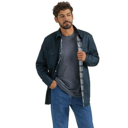Wrangler Men's Flannel Lined Long Sleeve Work Shirt-Black