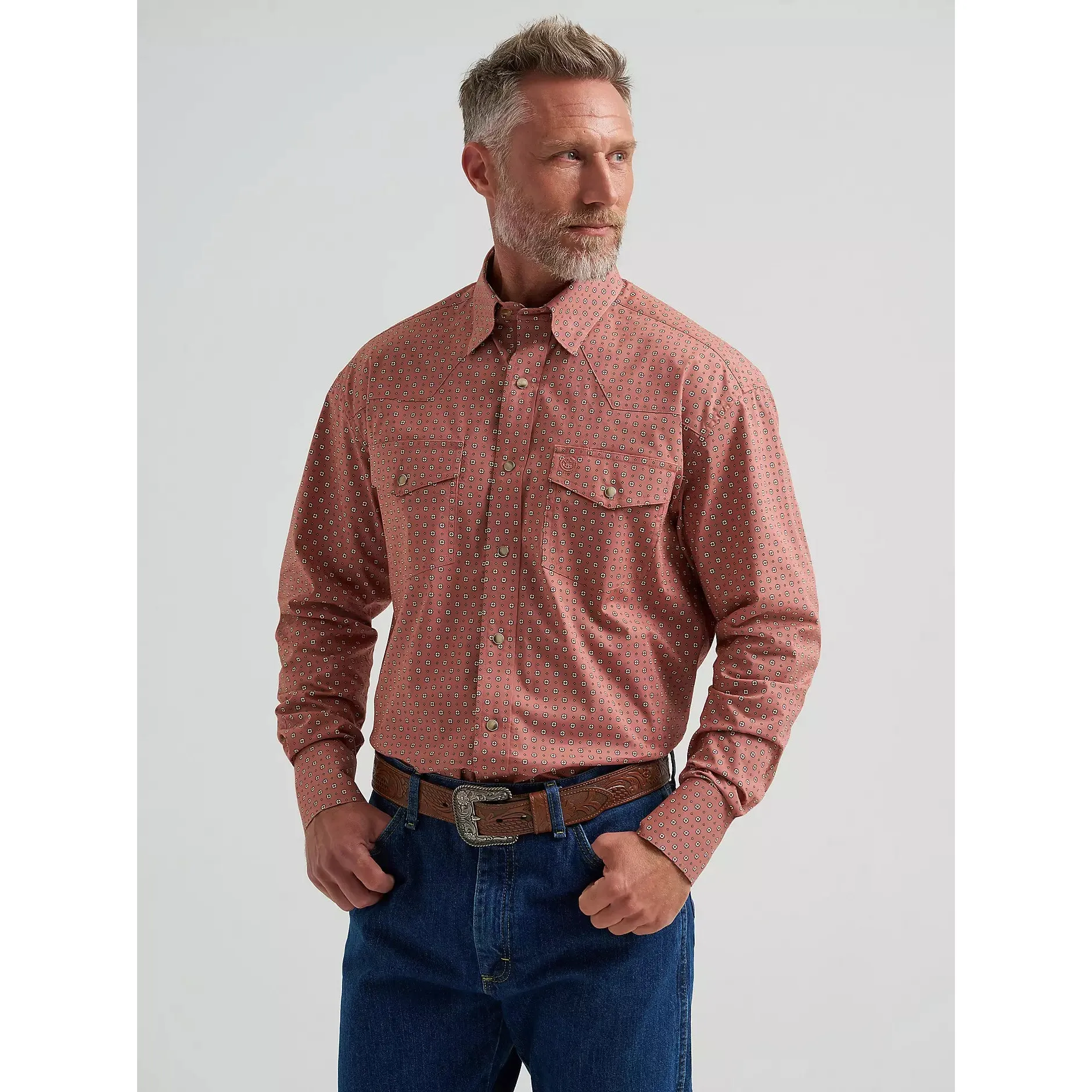 Wrangler Men's George Strait™ Troubadour Long Sleeve Snap Shirt - Adobe Geo