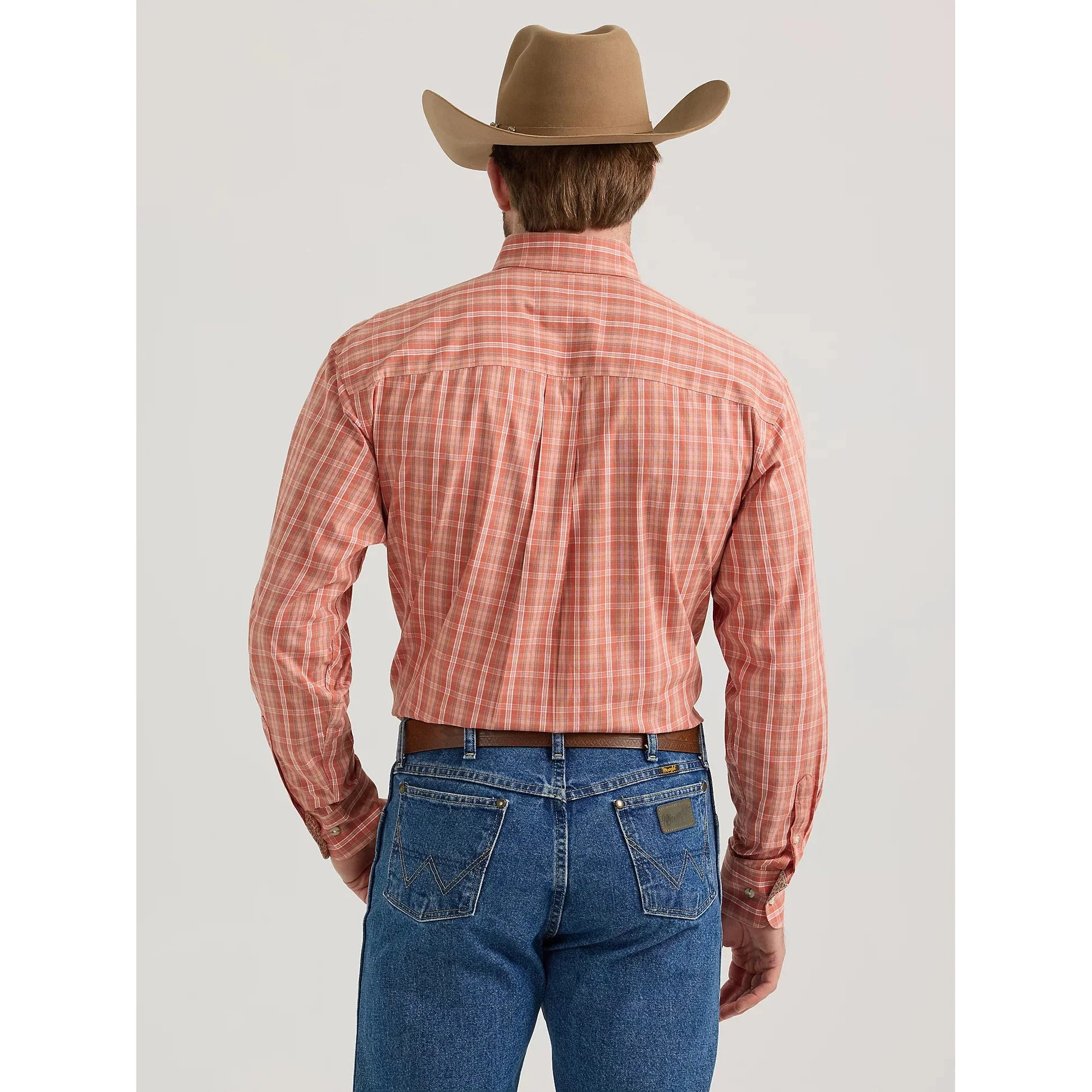 Wrangler Men's George Strait Button Down Long Sleeve Shirt - Sienna Plaid - Image 2