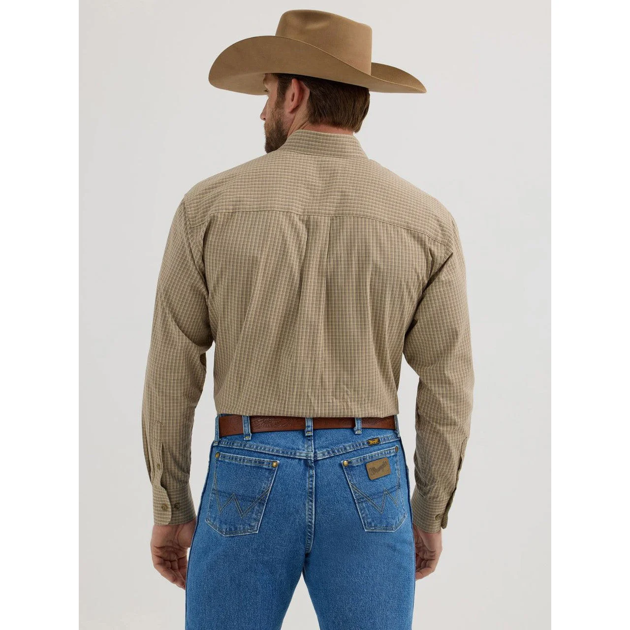 Wrangler  Men's George Strait Long Sleeve One Pocket Shirt - Tan Print - Image 2