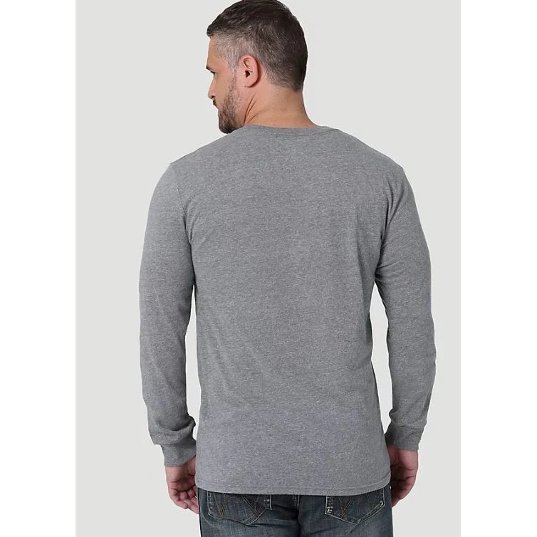 Wrangler Men's George Strait Graphic Long Sleeve T Shirt - Trench Coat Heather - Image 2