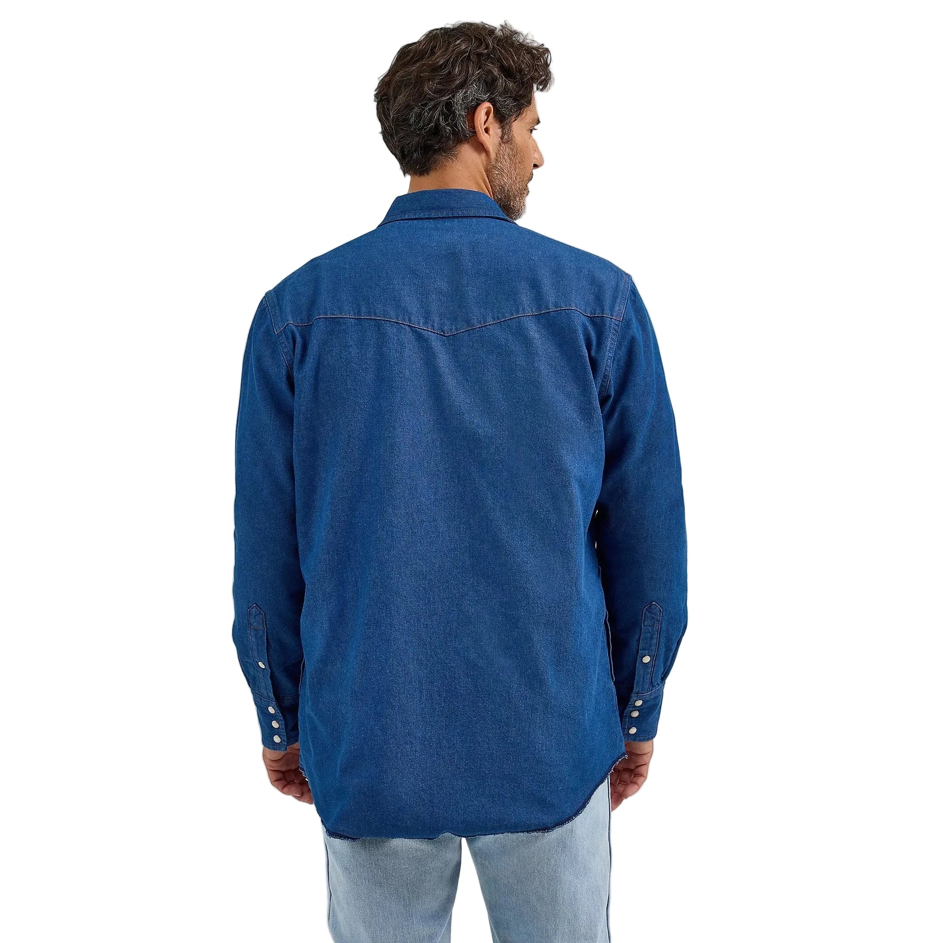Wrangler Men's Long Sleeve Flannel Lined Work Shirt - Blue Denim - Image 2