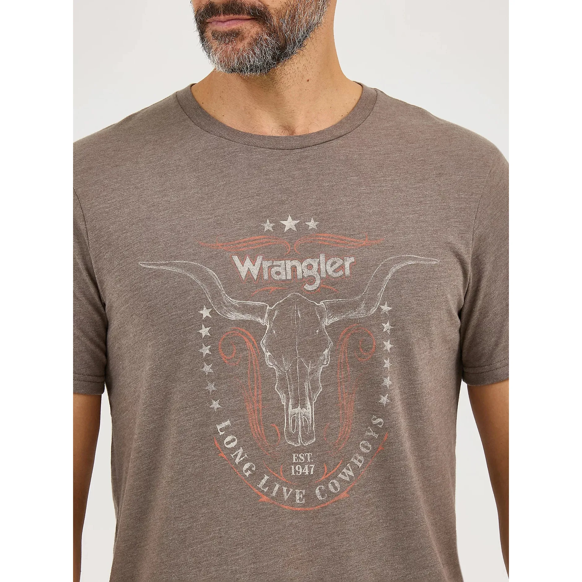 Wrangler Men's Longhorn Graphic Short Sleeve Tee Shirt- Morel - Image 3
