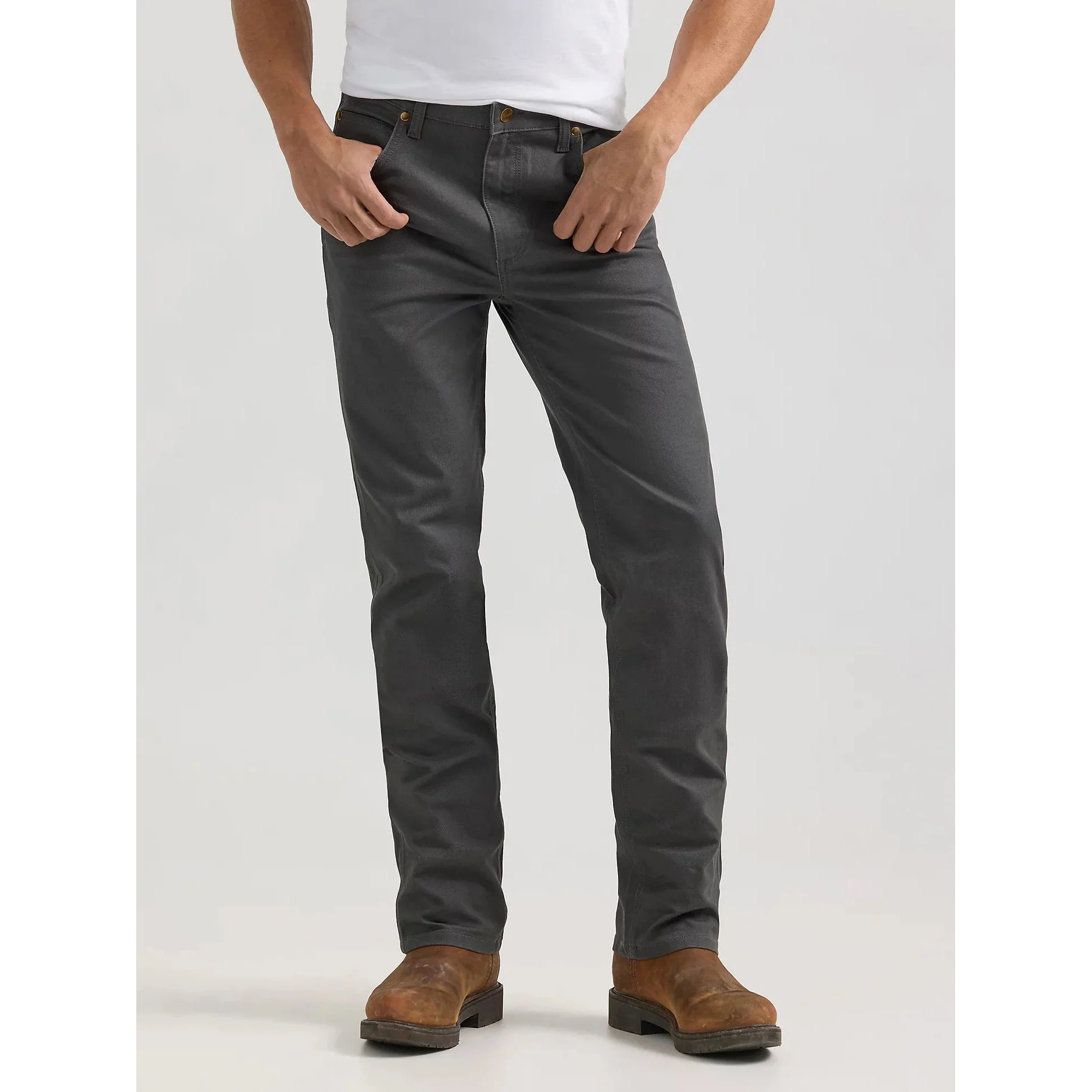 Wrangler Men's Premium Performance Tough Comfort Cowboy Cut Slim Fit Canvas Jean - Grey Pinstripe