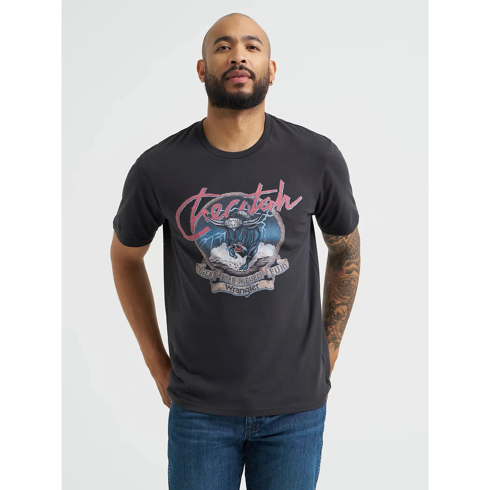 Wrangler Men's Reissue Checotah Unleashed Short Sleeve Tee Shirt - Phantom