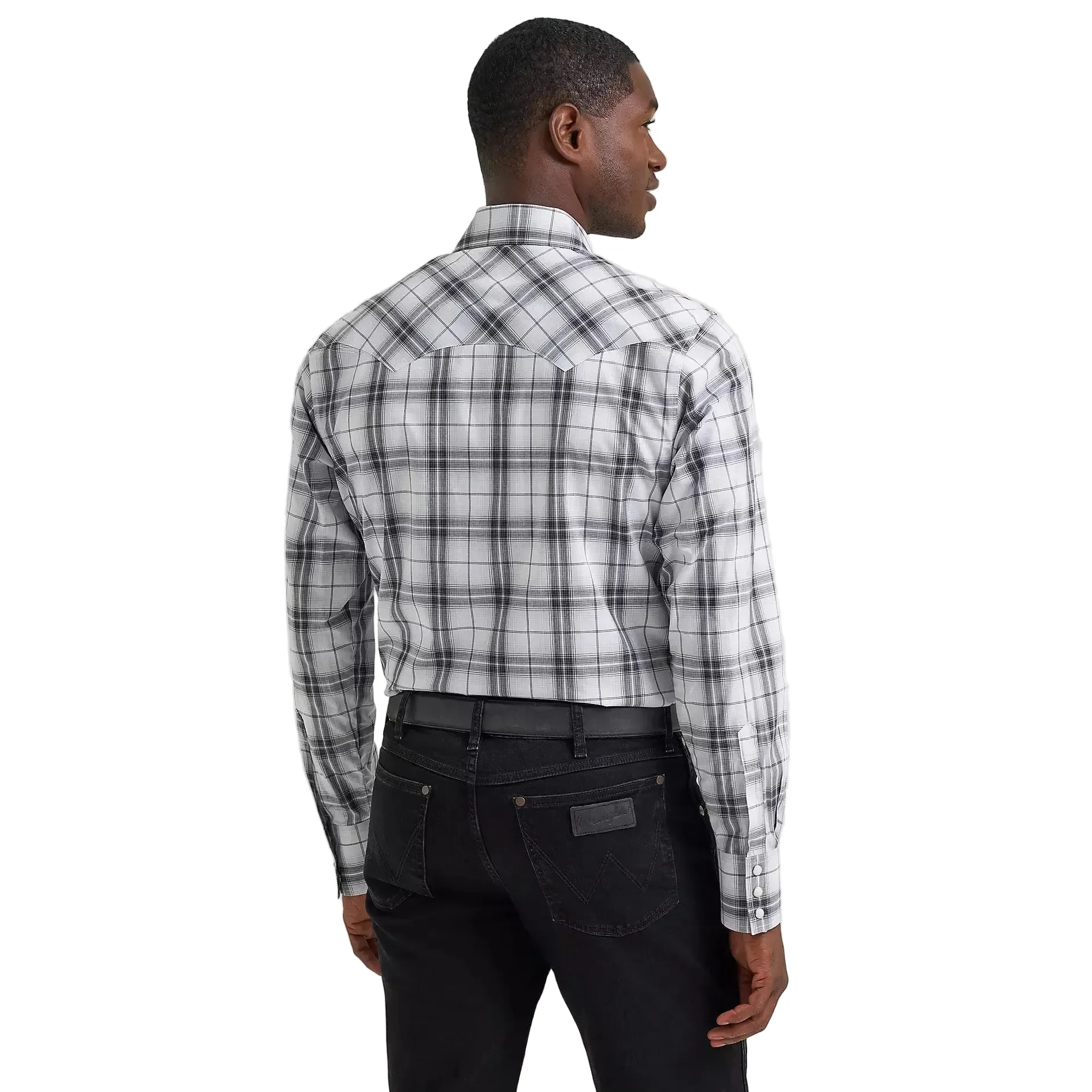 Wrangler Men's Retro® Long Sleeve Sawtooth Snap Pocket Western Shirt - Black/White - Image 2