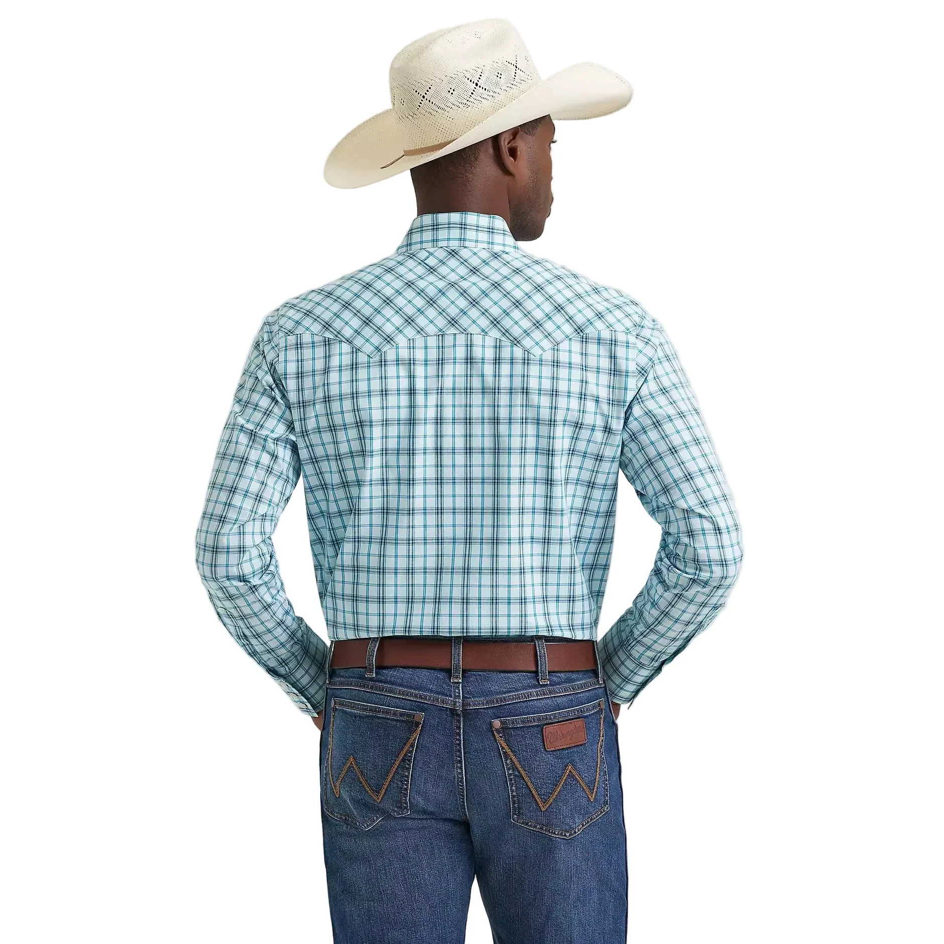 Wrangler Men's Retro® Long Sleeve Sawtooth Snap Pocket Western Shirt - Seaside Turquosie - Image 2