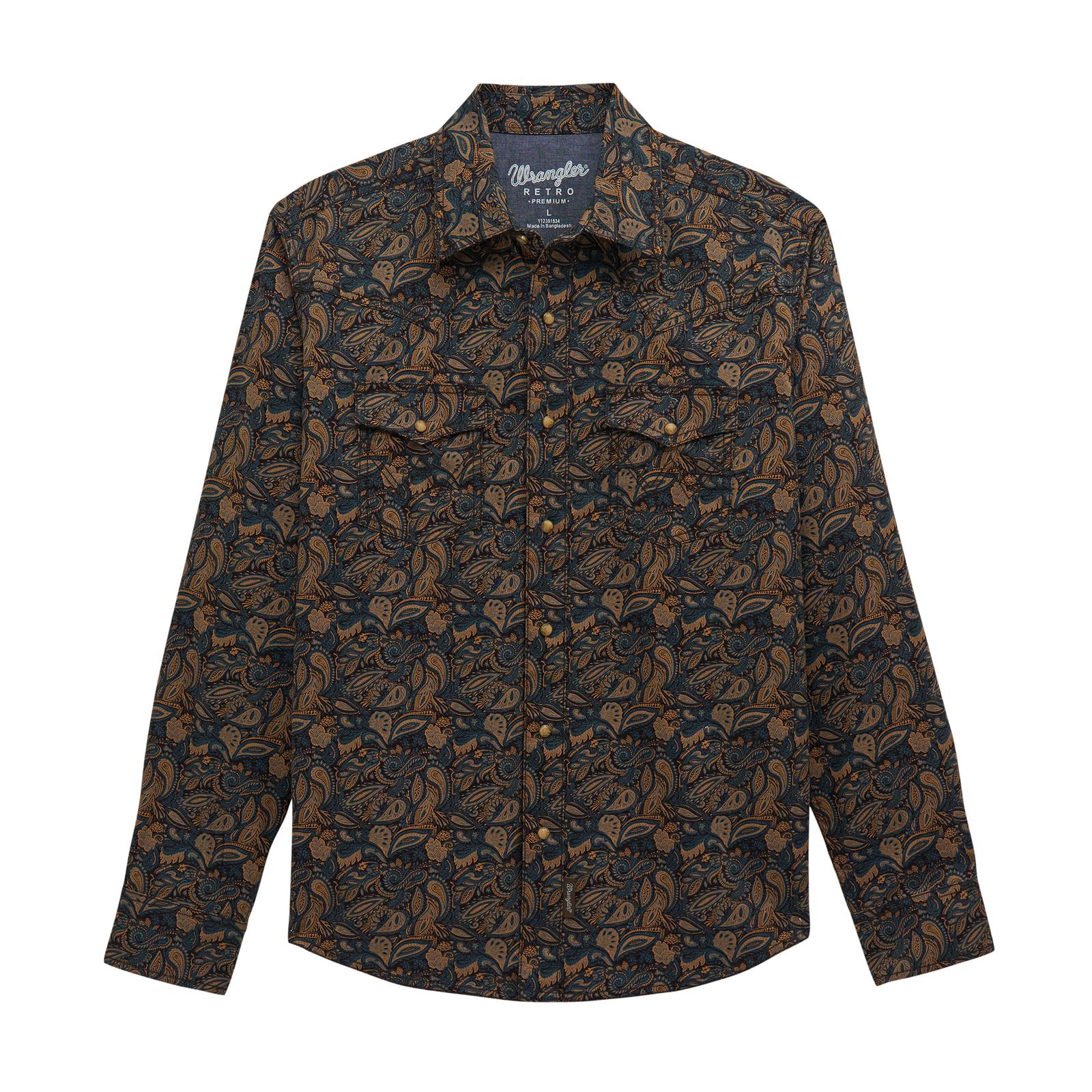 Wrangler Men's Retro Premium Long Sleeve Snap Shirt - Brown