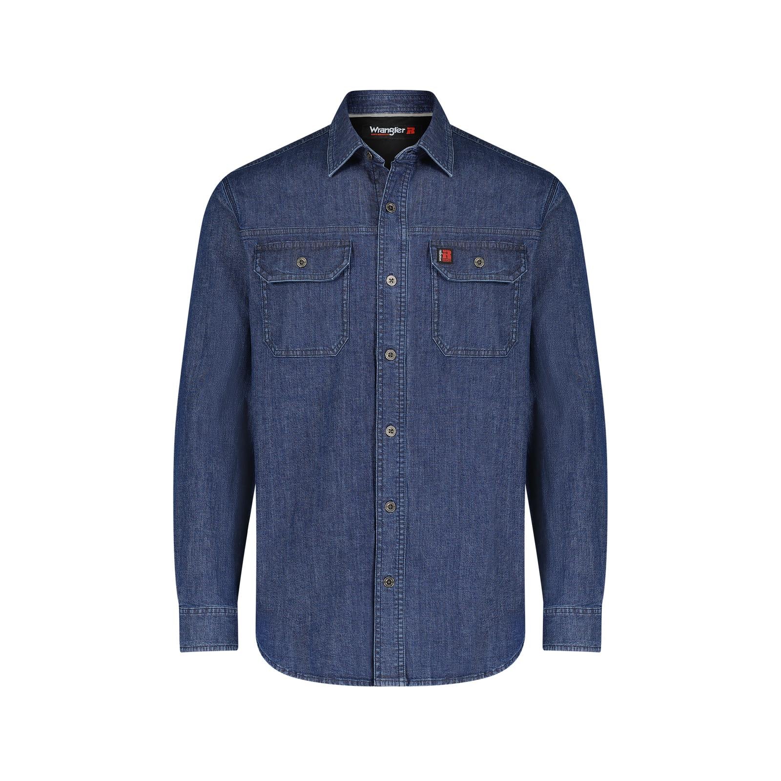 Wrangler Men's Riggs Long Sleeve Advanced Comfort Shirt- Medium Stone