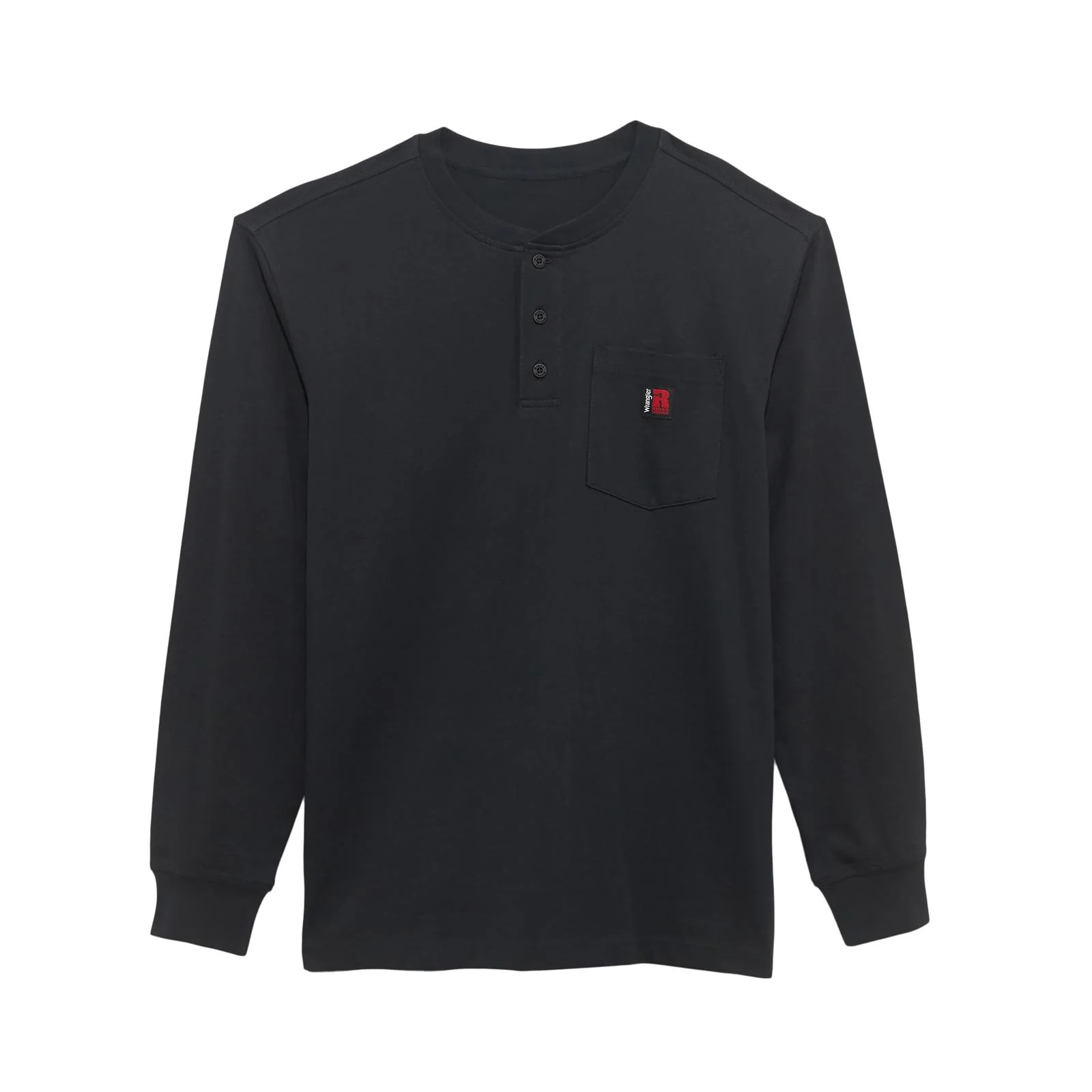 Wrangler Men's Rigg's Workwear Long Sleeve Crew Tee Shirt- Jet Black