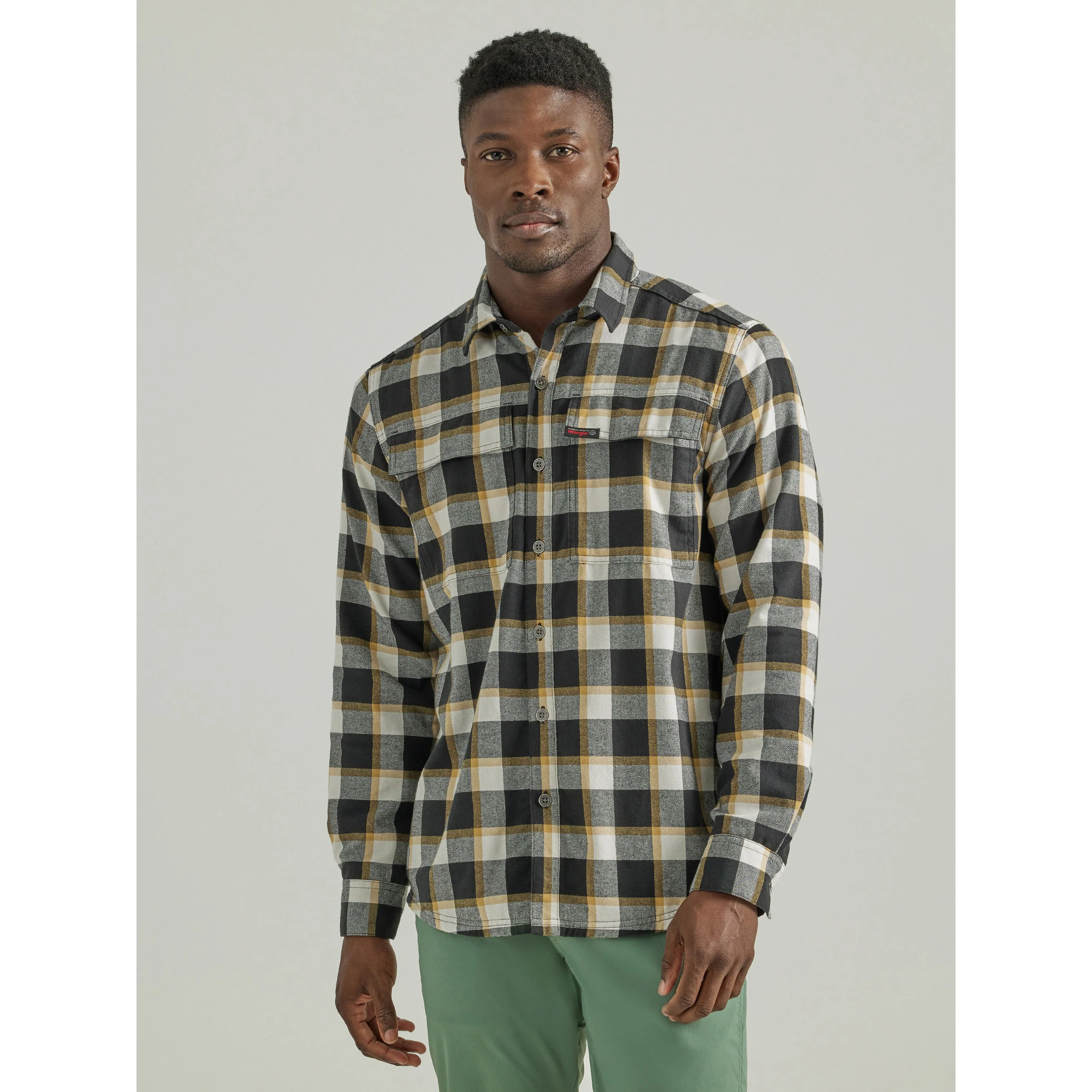 Wrangler Men's Thermal Lined Flannel Shirt - Mustard
