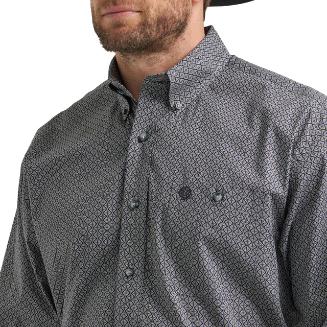 Wrangler Men's Western George Strait Long Sleeve Western Shirt - Grey - Image 3