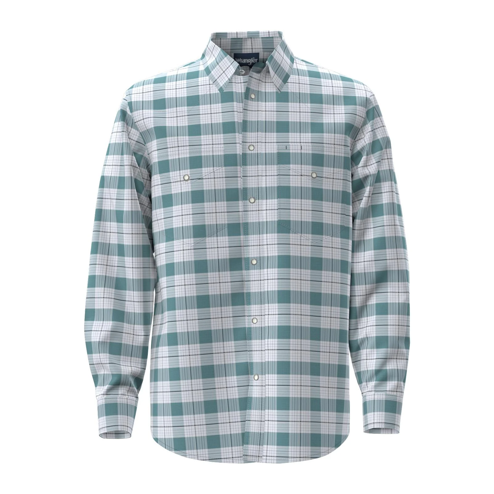 Wrangler Men's WR Long Sleeve Plaid Shirt - Teal