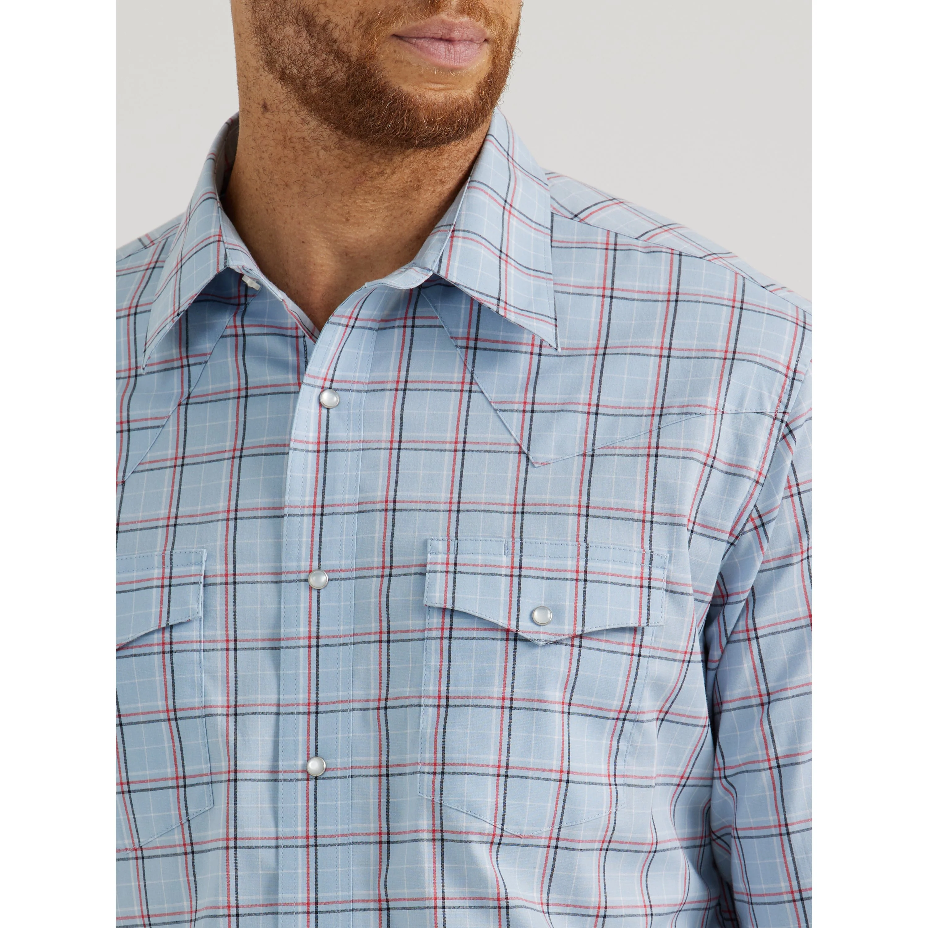 Wrangler Men's Wrinkle Resist Long Sleeve Plaid Shirt - Blue - Image 3