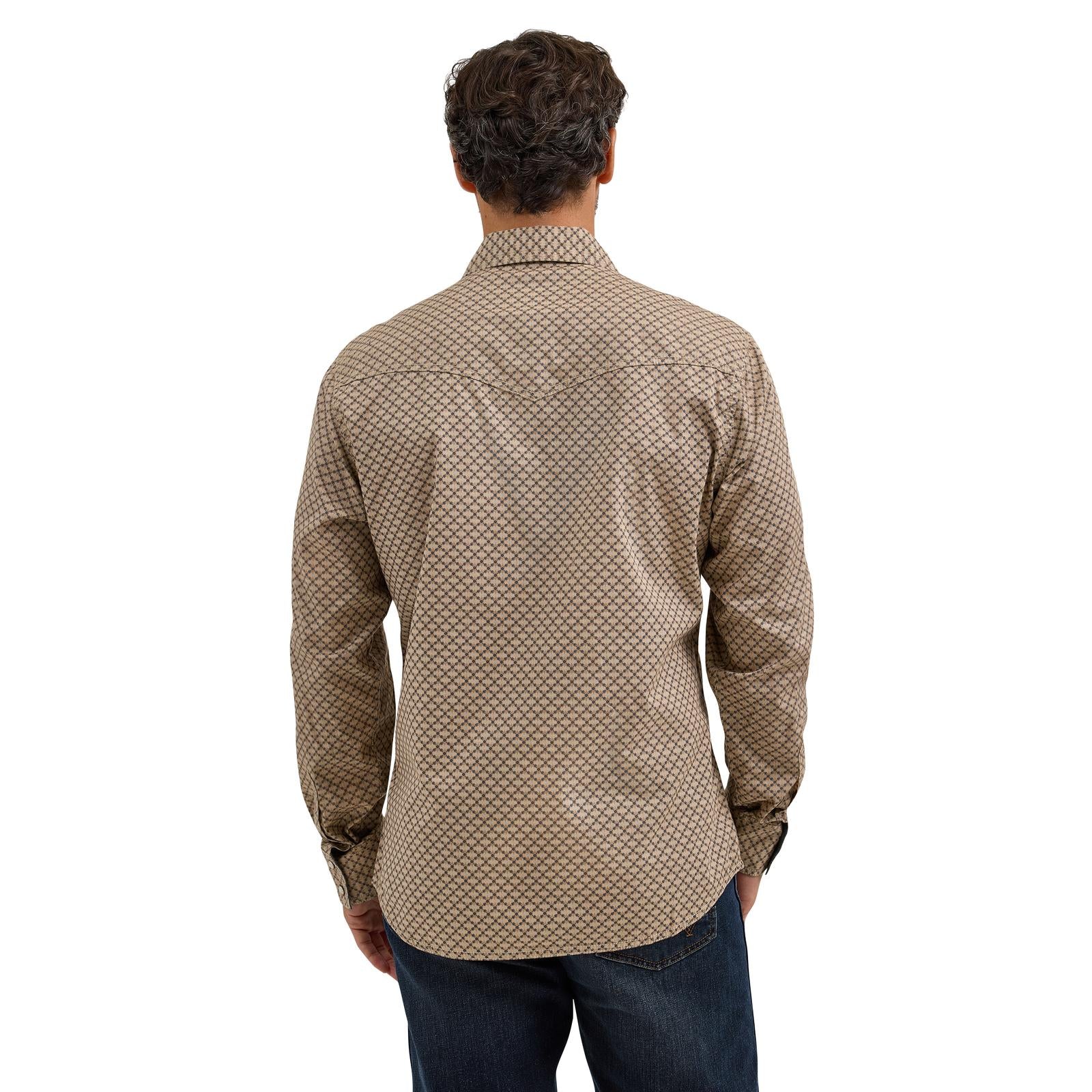 Wrangler Men's Wrangler Retro Modern Fit Premium Long Sleeve Shirt - Brown/Teal - Image 2