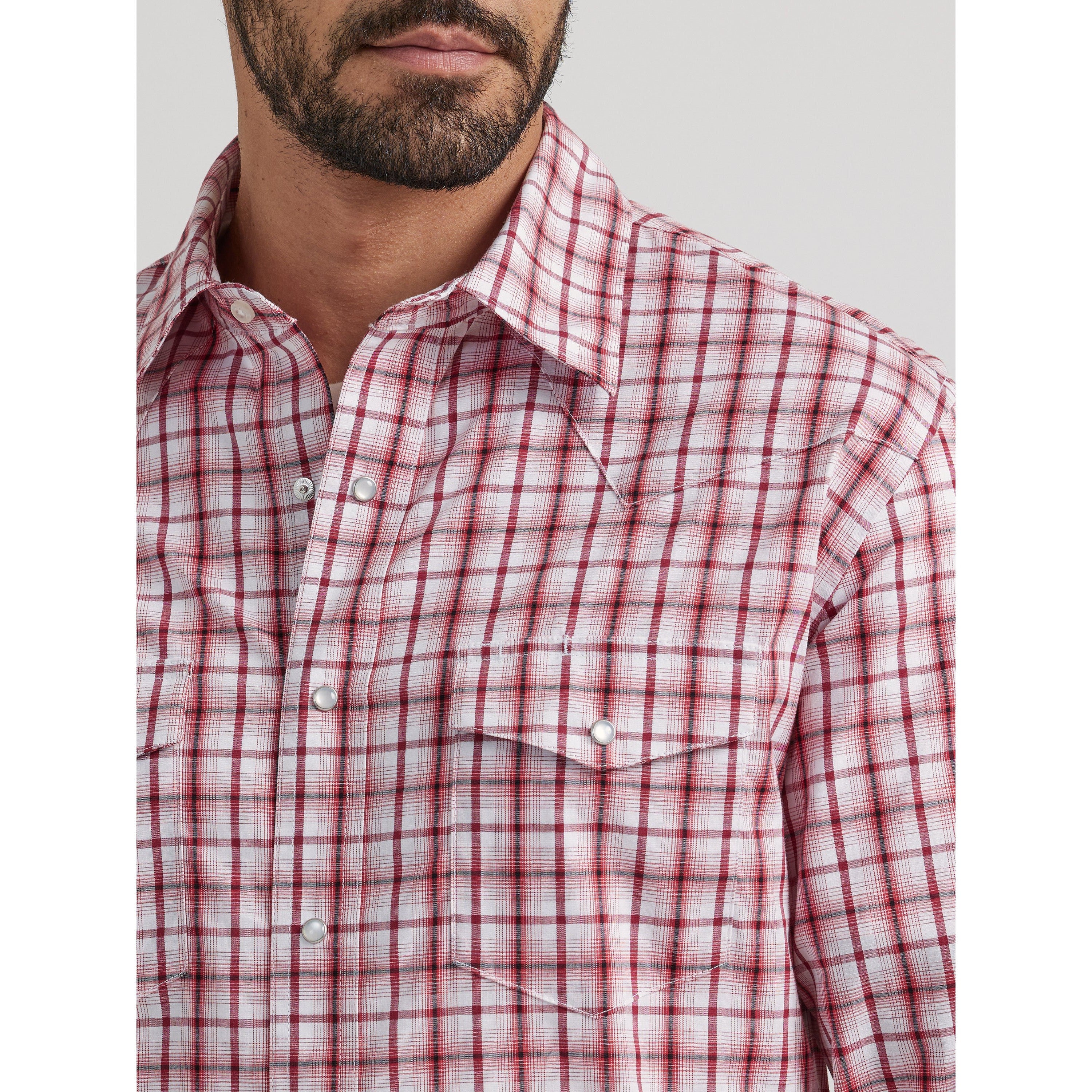 Wrangler Men's Wrinkle Resist Long Sleeve Shirt - Red - Image 3