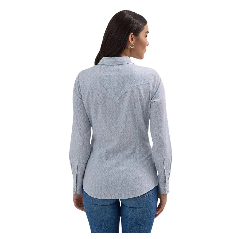 Wrangler Retro Women's Western Long Sleeve Dress Shirt- Blue - Image 2