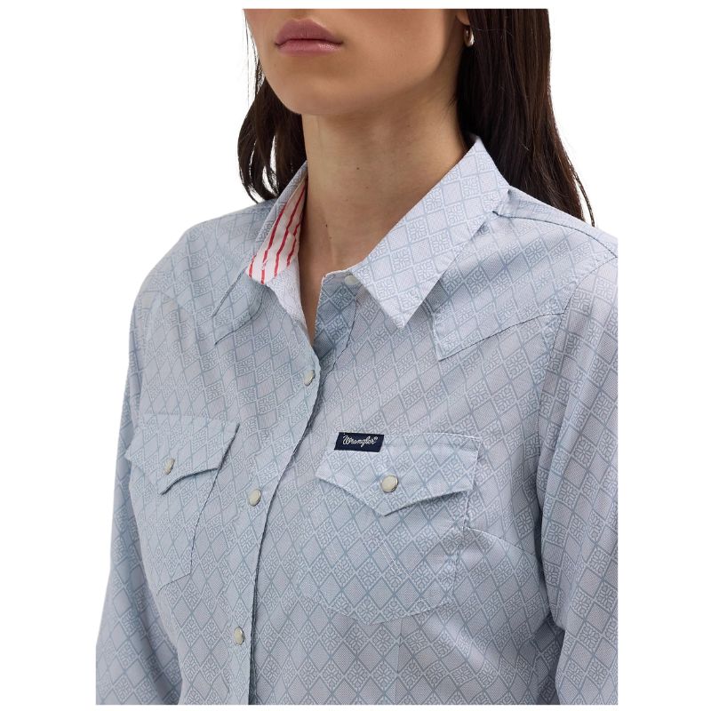 Wrangler Retro Women's Western Long Sleeve Dress Shirt- Blue - Image 3
