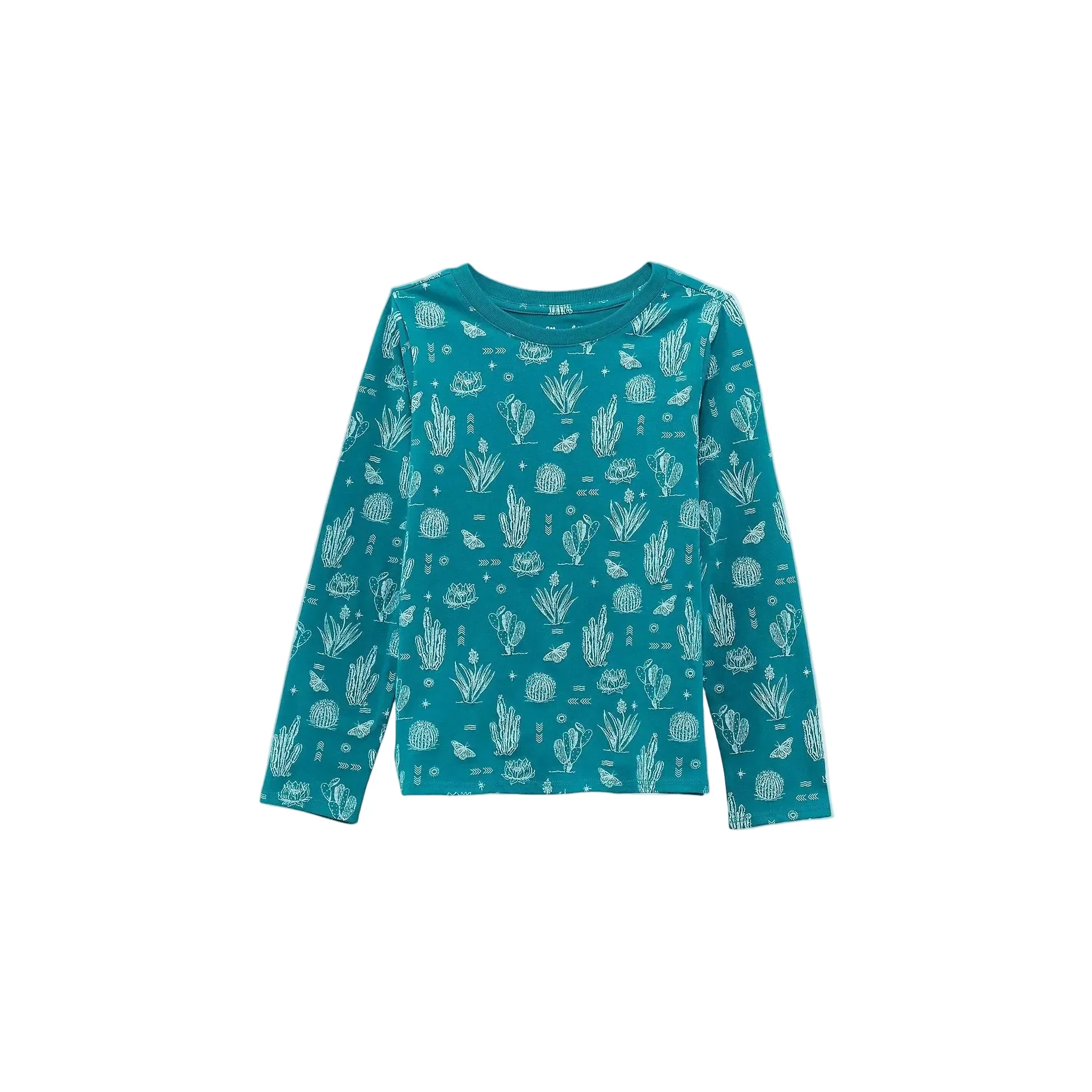 Wrangler Western Girl's Long Sleeve Western Graphic Tee - Green Icons