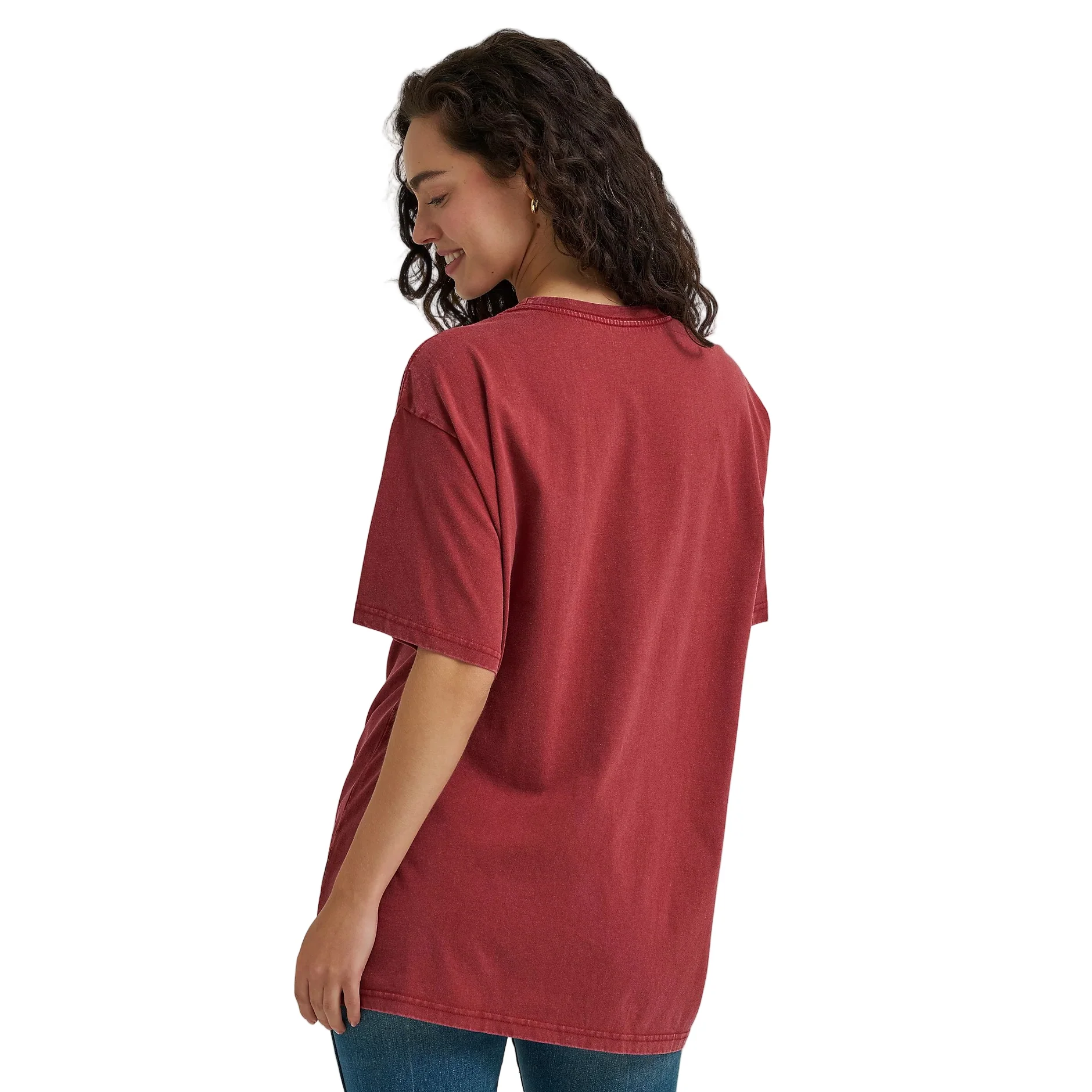 Wrangler Women's Acid Wash Graphic Short Sleeve Tee Shirt - Roan Rouge - Image 2
