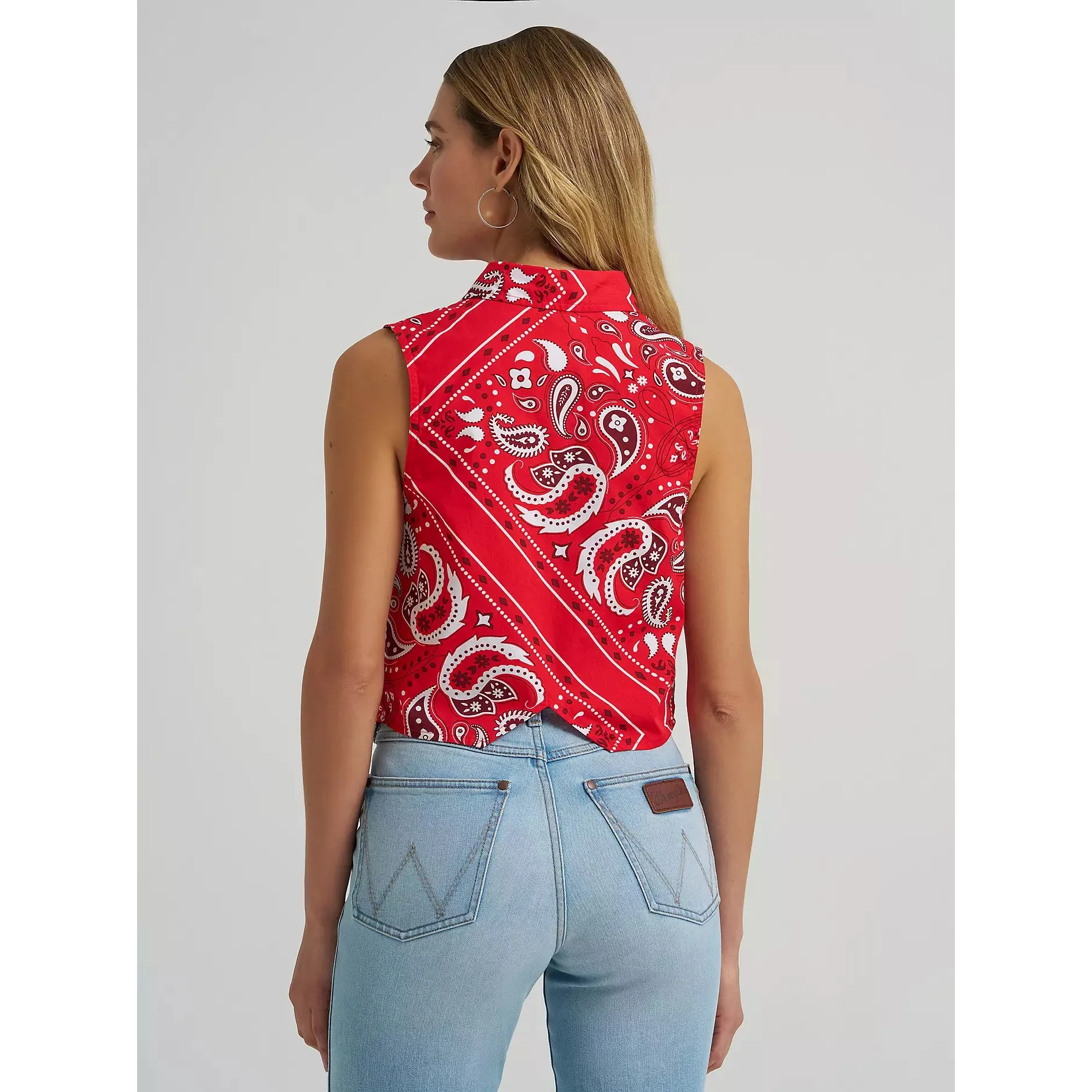 Wrangler Women's Bandana Print Shirt Vest - Red - Image 2