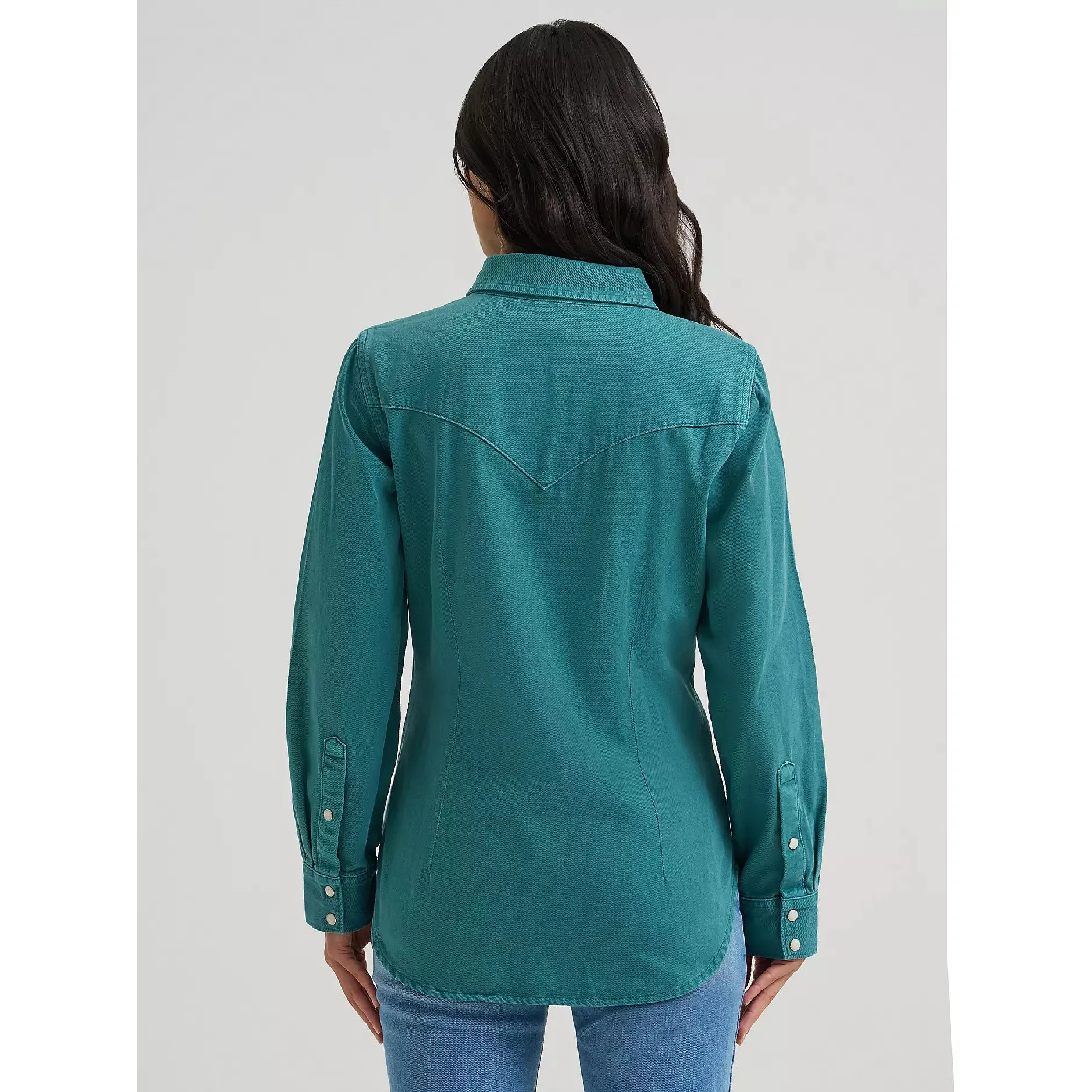 Wrangler Women's Colorwash Iconic Long Sleeve Snap Shirt - Turquoise - Image 2