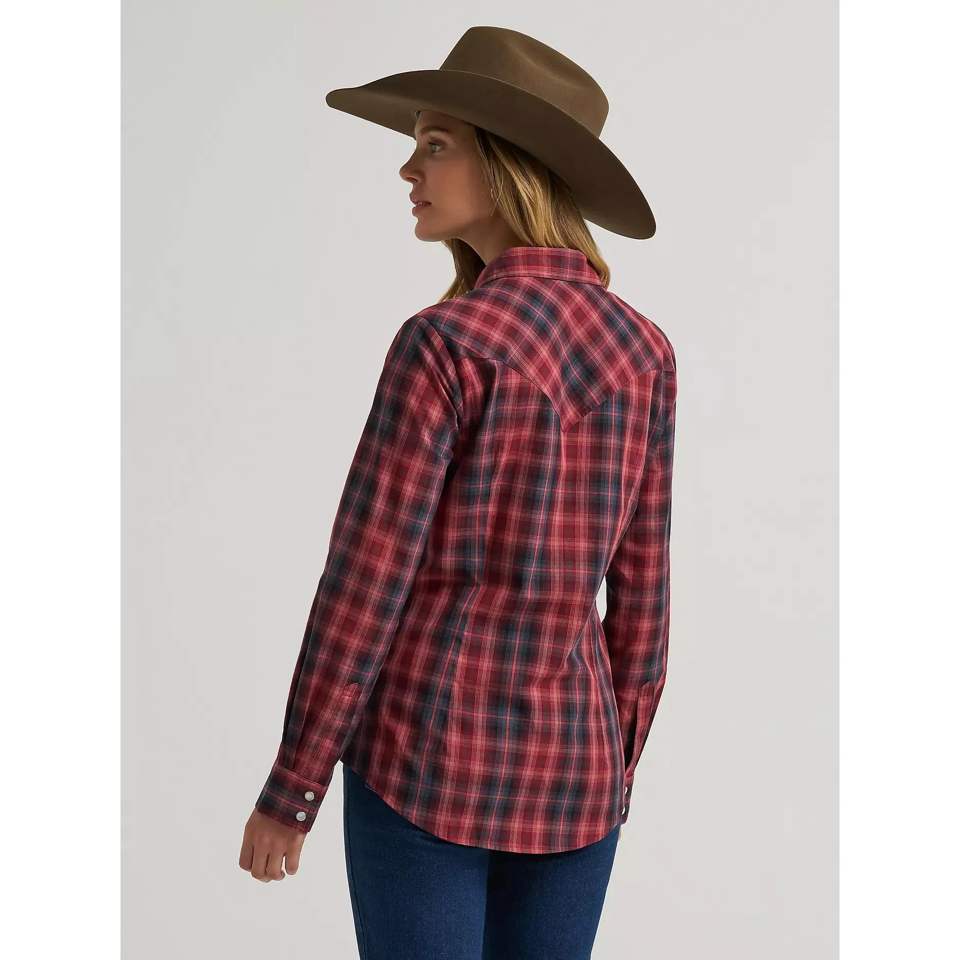 Wrangler Women's Essential Western Long Sleeve Plaid Snap Shirt - Port - Image 2