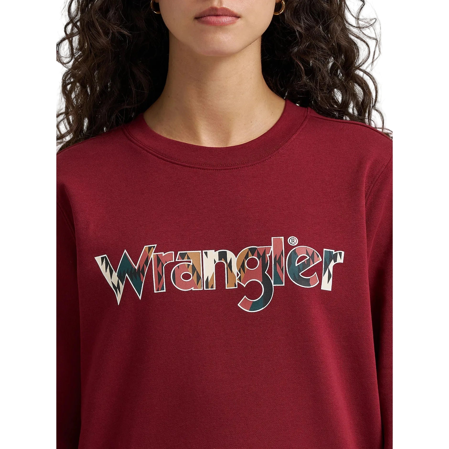 Wrangler Women's Graphic Crew Long Sleeve Sweatshirt - Cabernet - Image 3