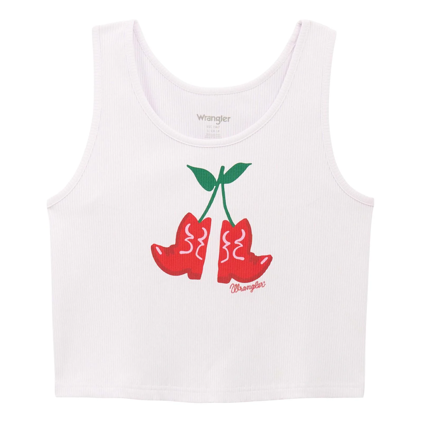 Wrangler Women's Graphic Slim Crop Tank Top - Bright White