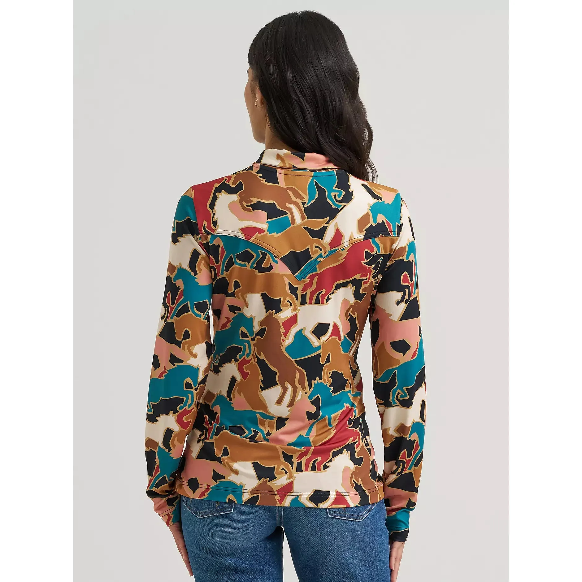 Wrangler Women's Horse Skye Performance Long Sleeve Pullover Shirt - Brown - Image 2